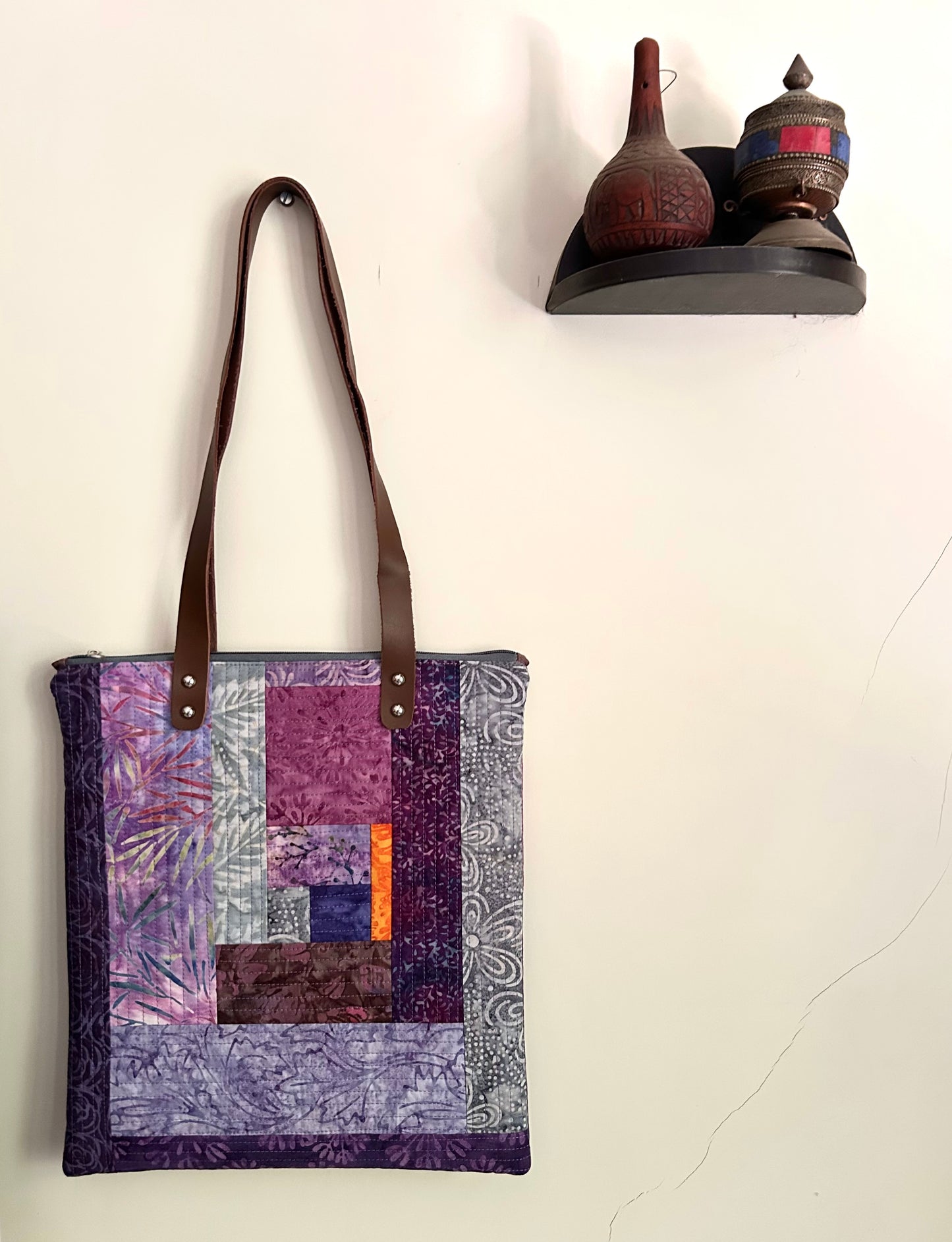 Other side of purple patchwork bag