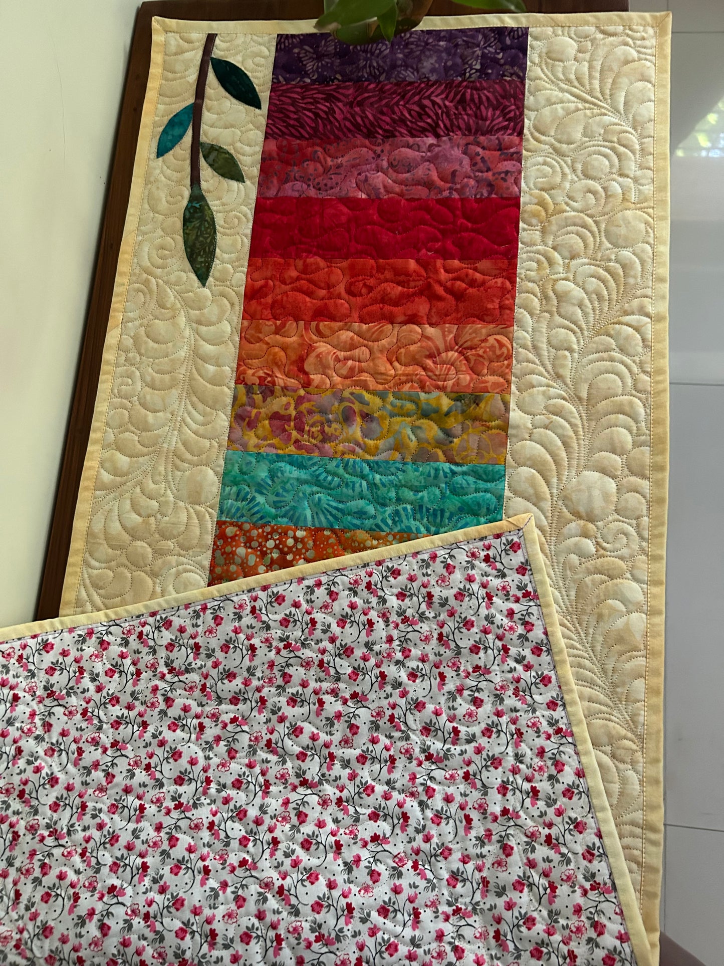 Backside of rainbow table runner