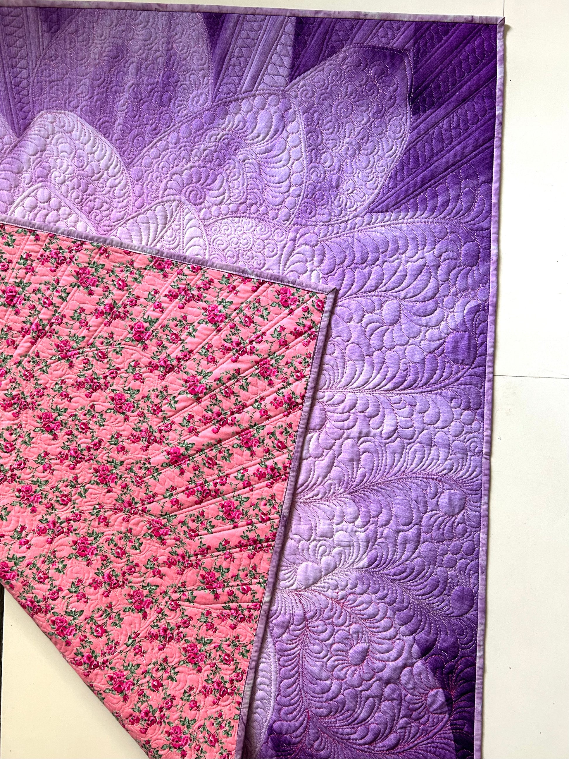 Picture showing backing fabric of the quilt