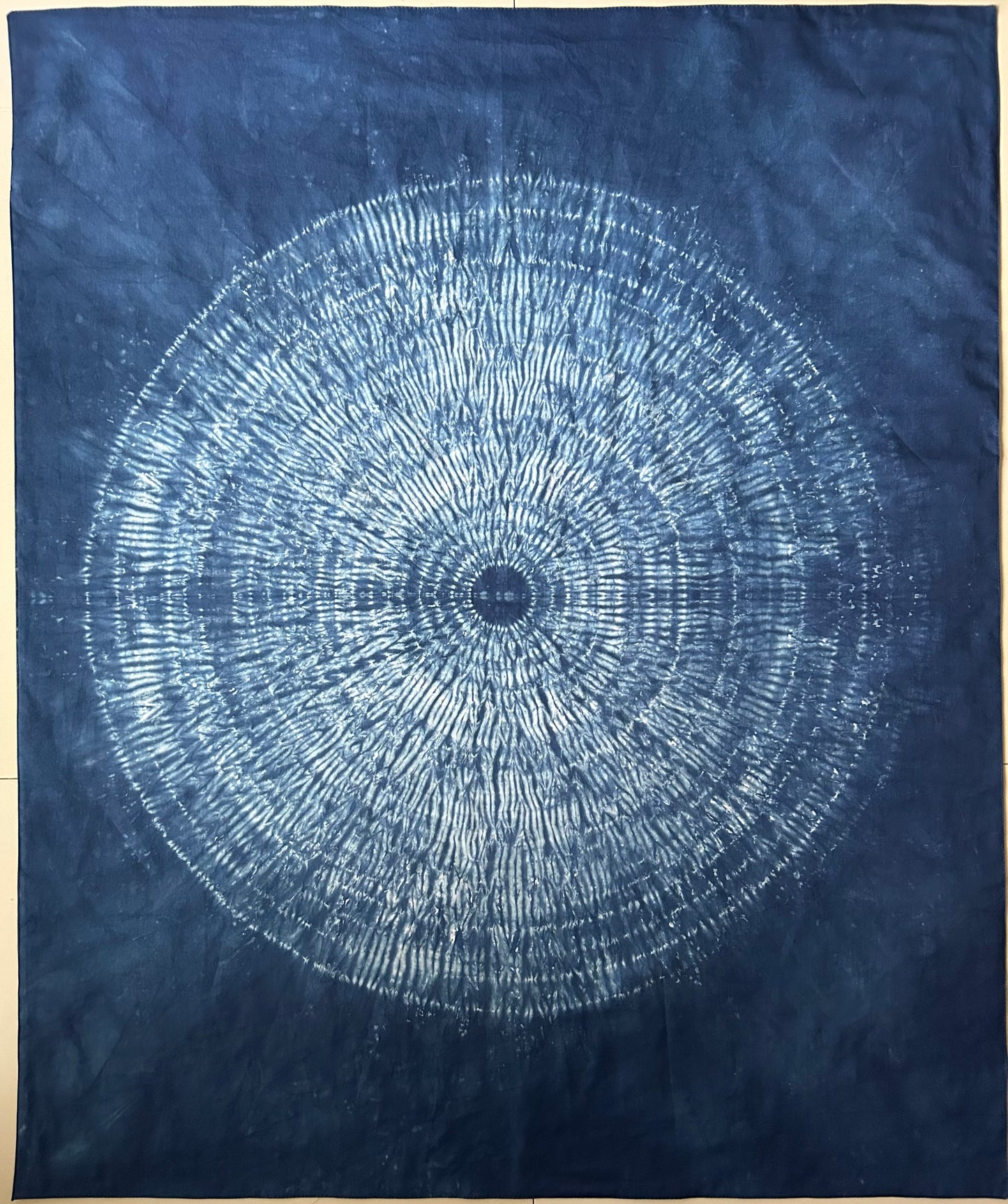 Nui Shibori Indigo tapestry | Japanese Tie Dye Fiber wall Art | blue contemporary Wall Hanging | Ready to Frame or Hang | Japandi interior