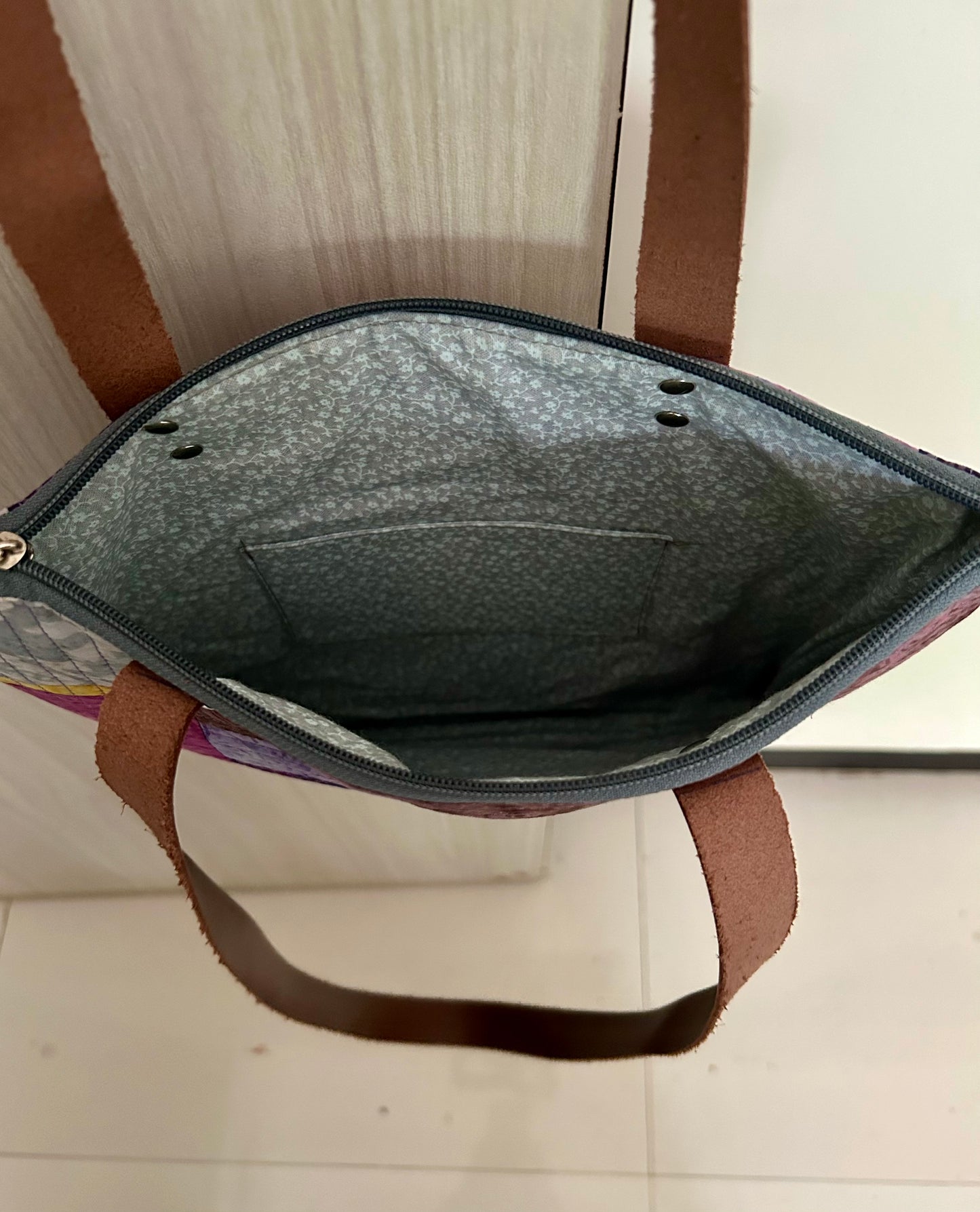 Interior view of tote bag sized for iPad