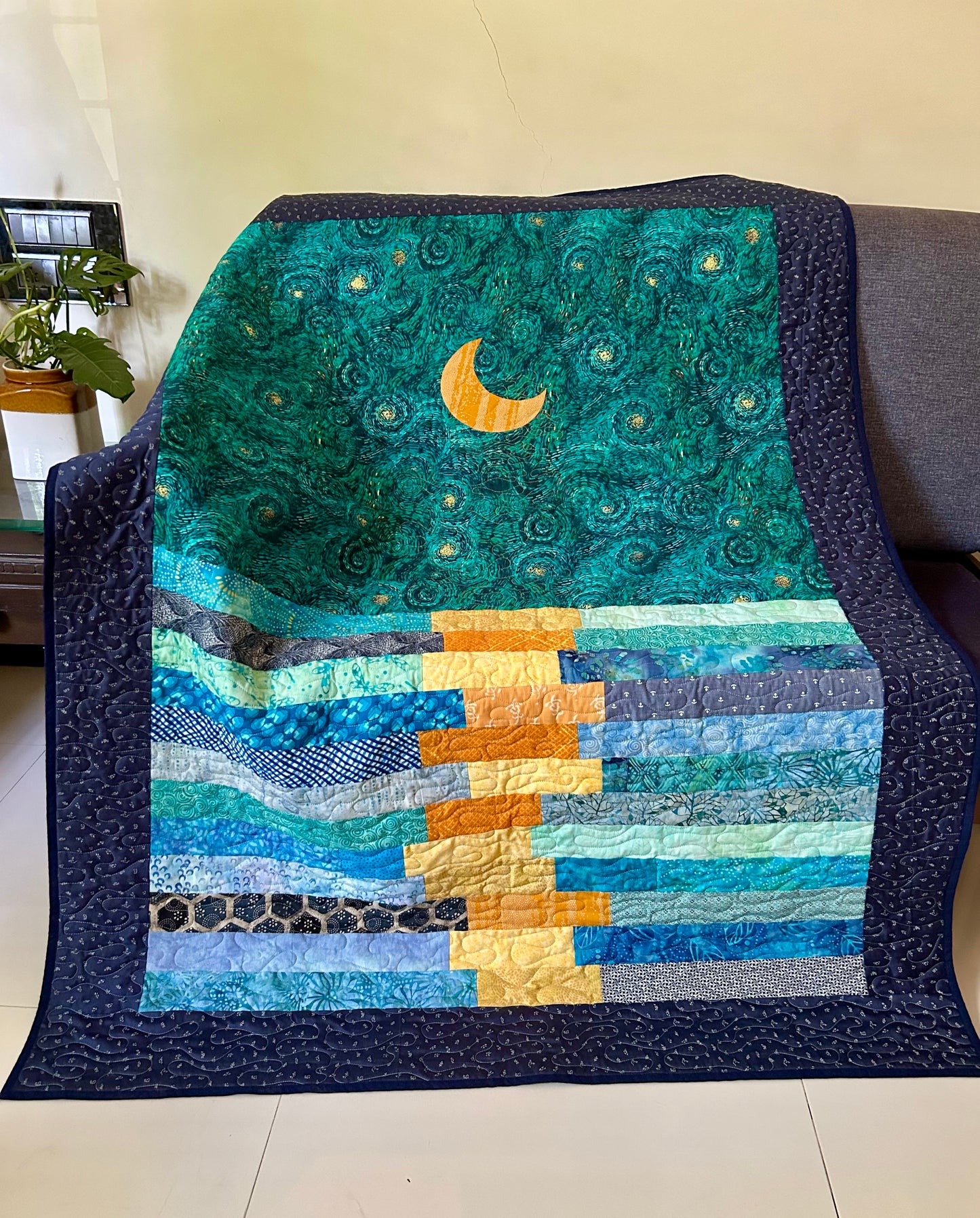 Starry night sofa throw quilt