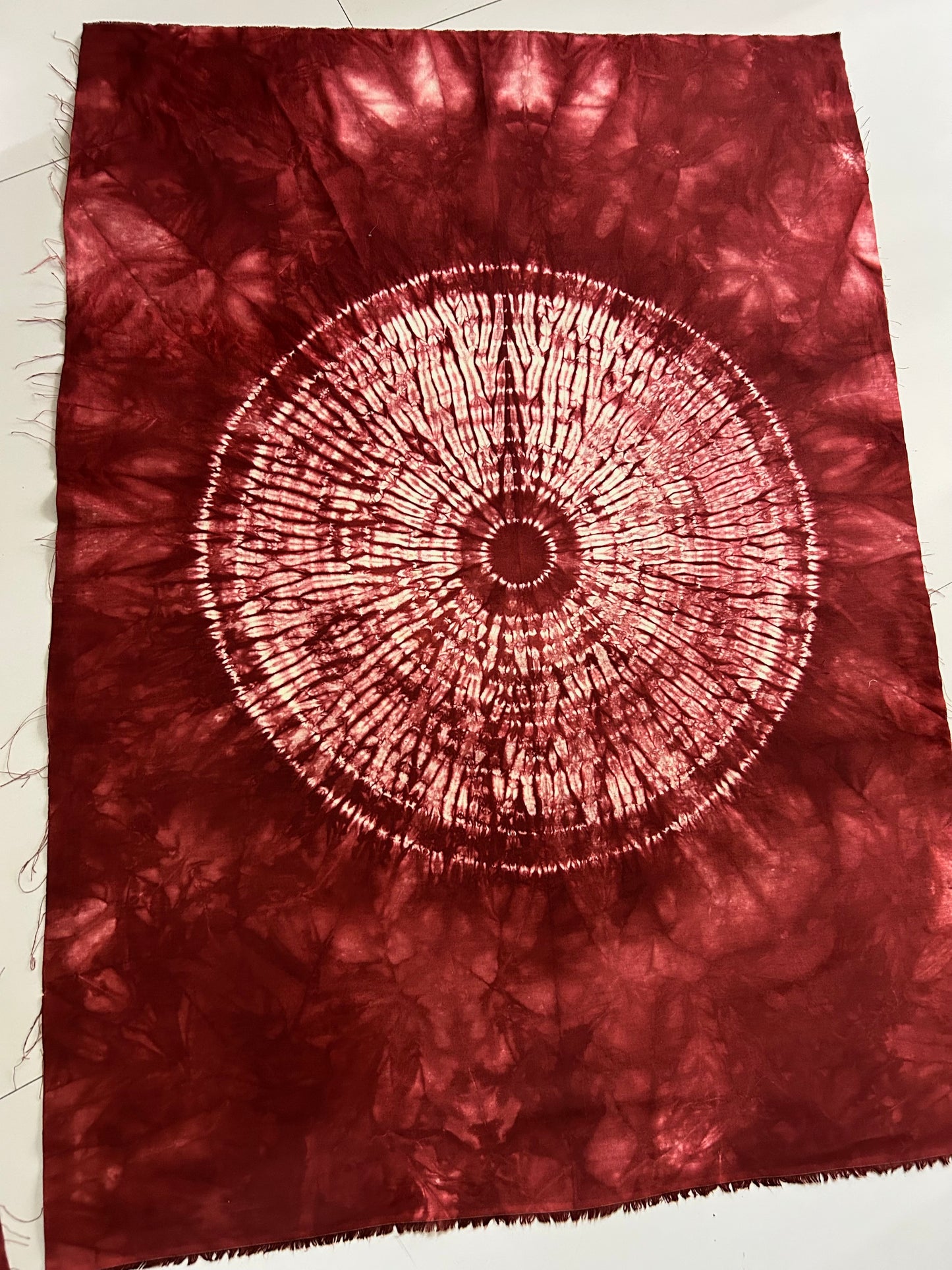 Red maroon contemporary art- Nui Shibori tapestry - Wabi Sani art - Japanese Tie Dye fabric - Japandi wall art - meditation room decor