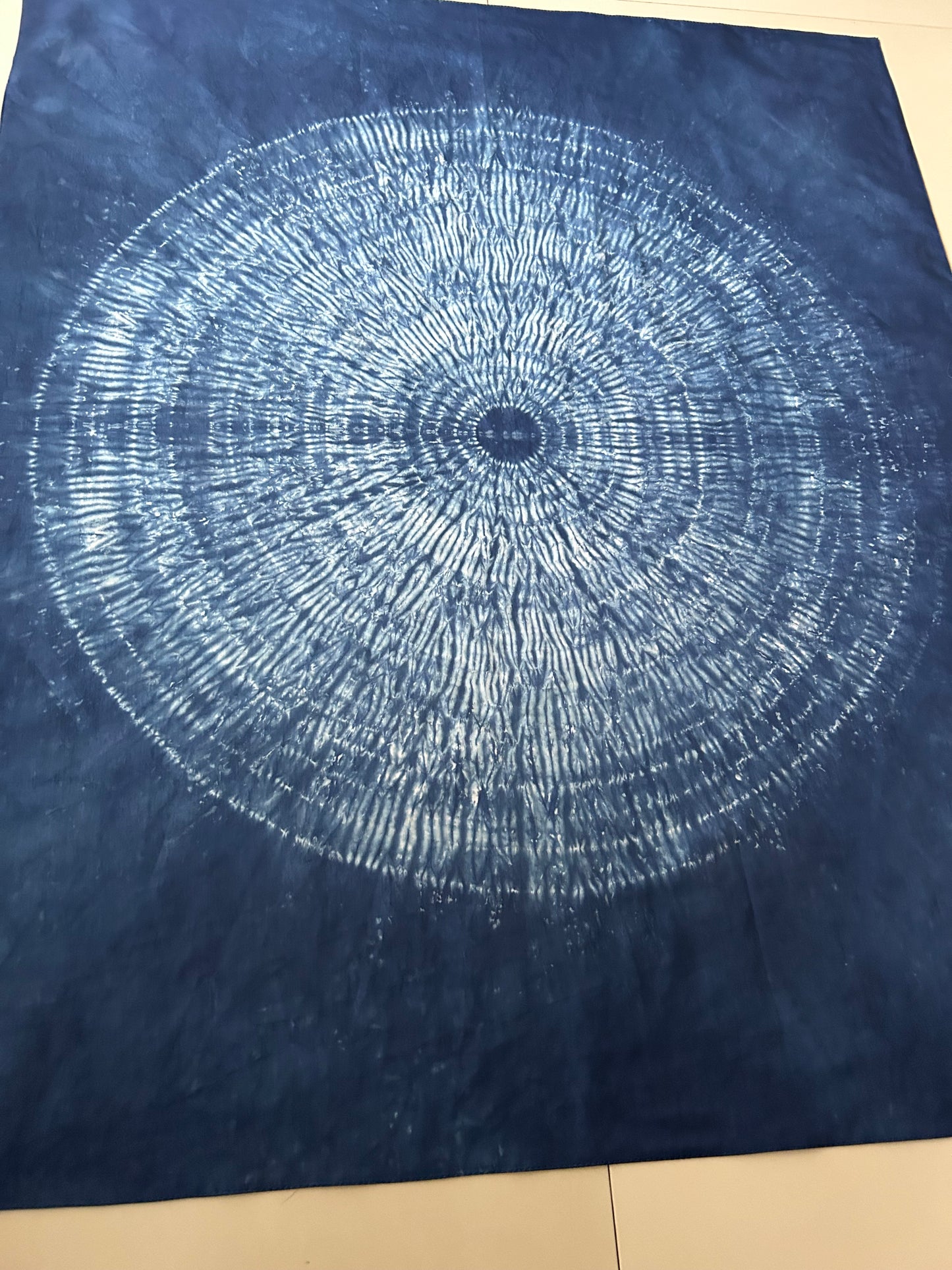 Nui Shibori Indigo tapestry | Japanese Tie Dye Fiber wall Art | blue contemporary Wall Hanging | Ready to Frame or Hang | Japandi interior