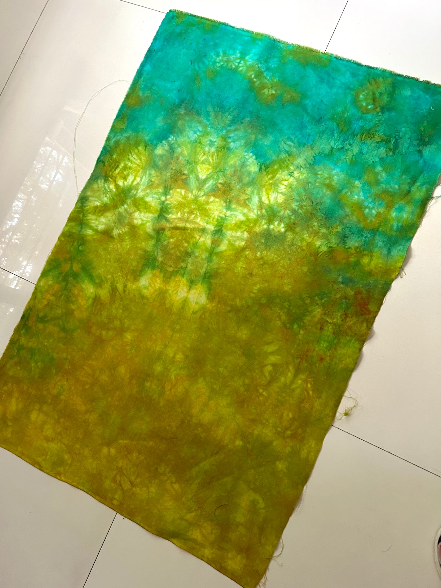 Hand Dyed Fabric Panel for Quilting and Textile Art | OOAK Cotton Fabric | Landscape Style Art Quilt Background | 23 x 35 Inches
