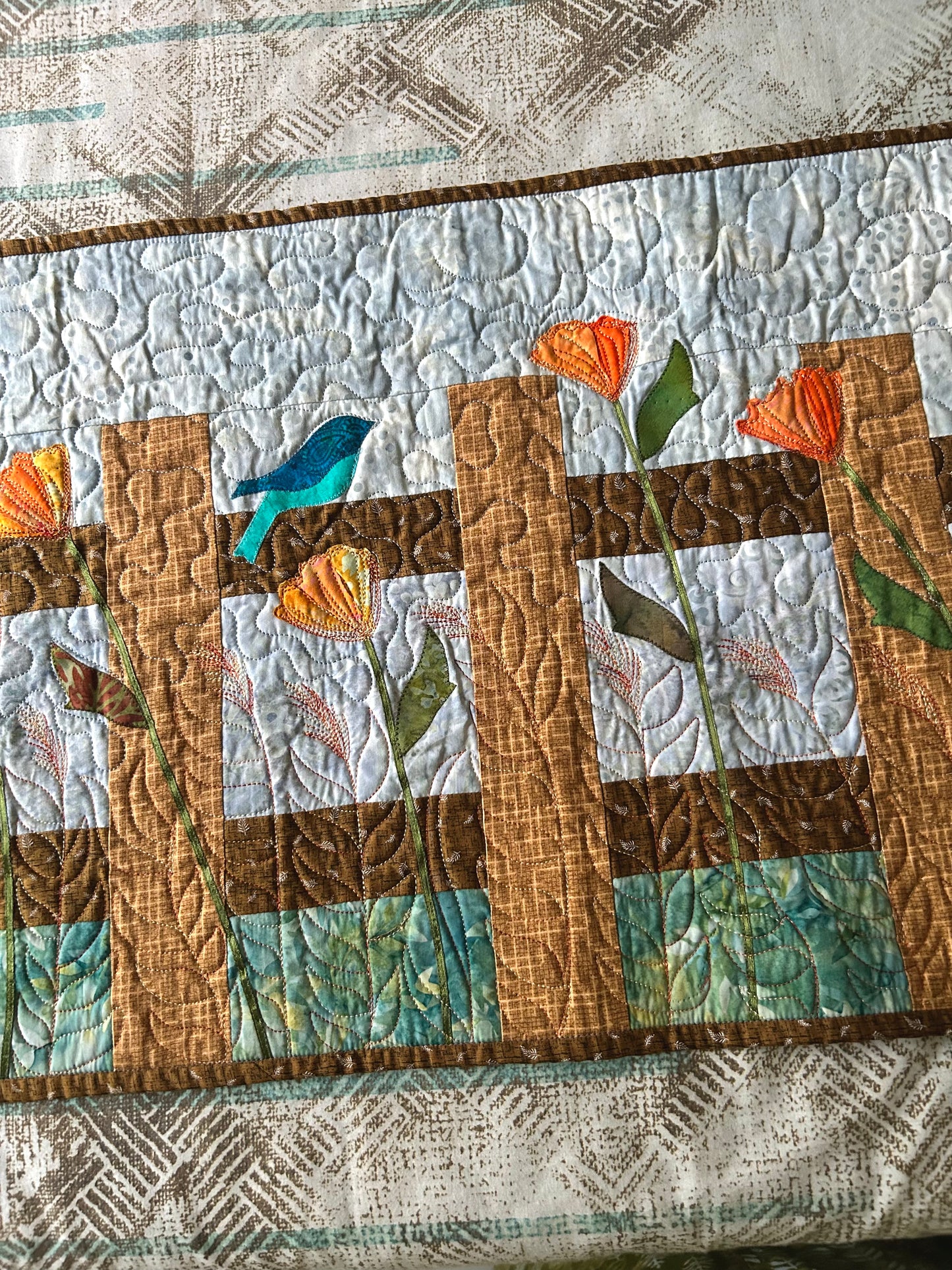 Handmade Floral Quilted Table Runner
