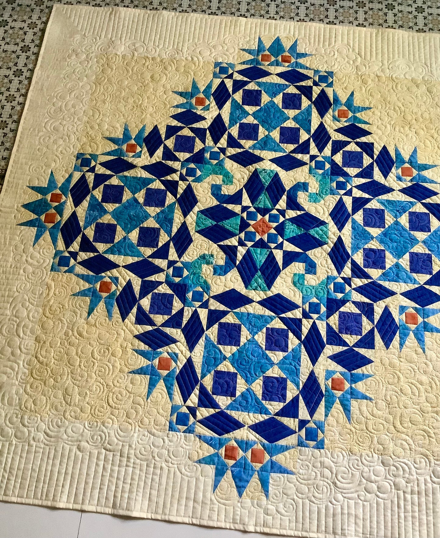 Finished quilt using serene swirls pattern