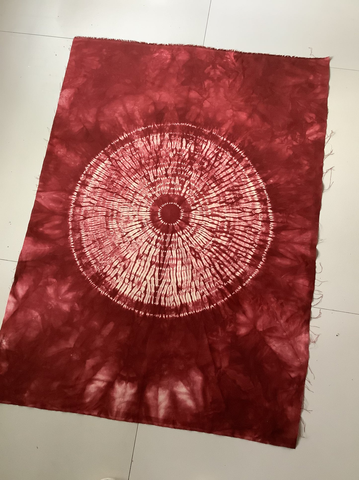 Red maroon contemporary art- Nui Shibori tapestry - Wabi Sani art - Japanese Tie Dye fabric - Japandi wall art - meditation room decor