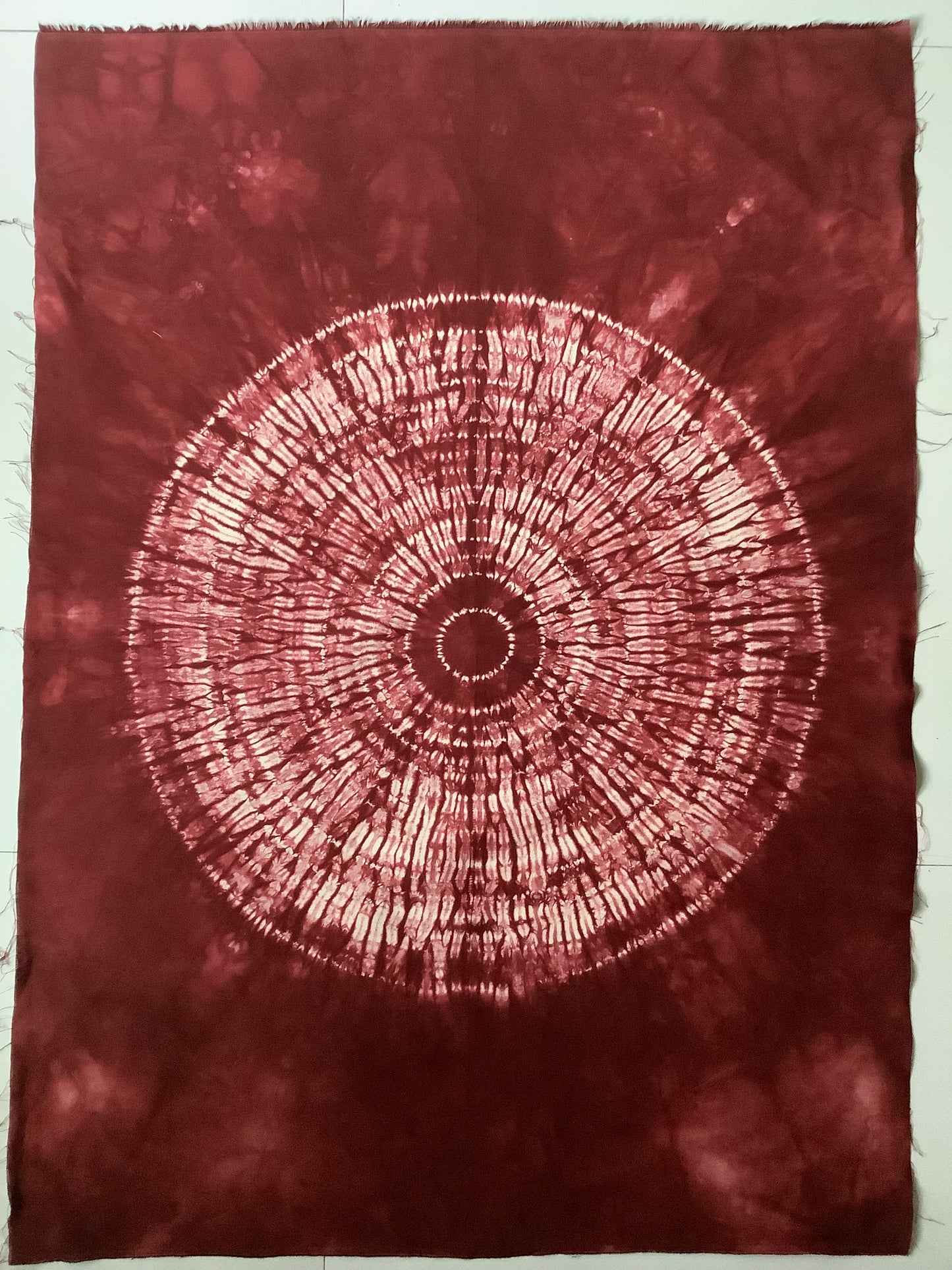 Red maroon contemporary art- Nui Shibori tapestry - Wabi Sani art - Japanese Tie Dye fabric - Japandi wall art - meditation room decor