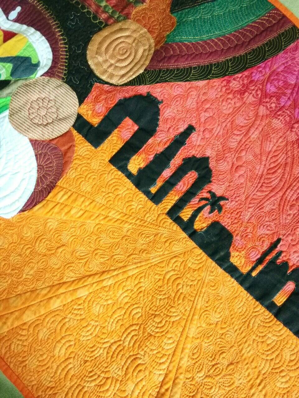 Quilting details on Kathakali wall art
