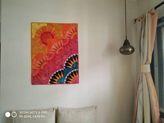 African sunrise art quilt