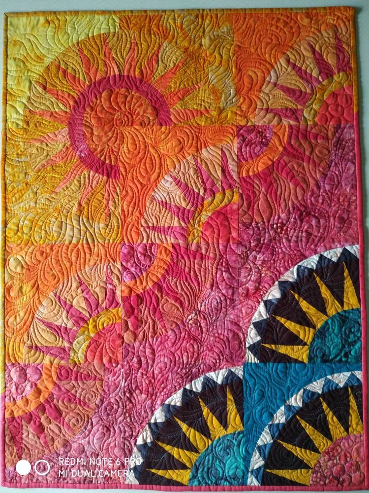 Full picture of African sunrise art quilt