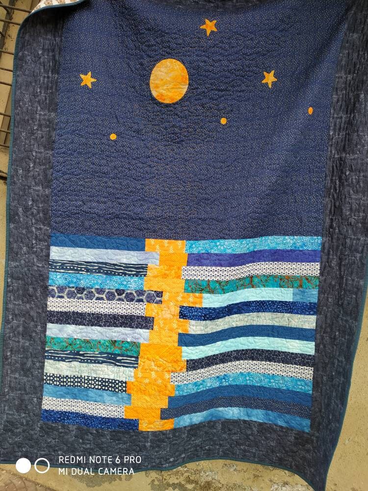 Full queen size moon reflection quilt