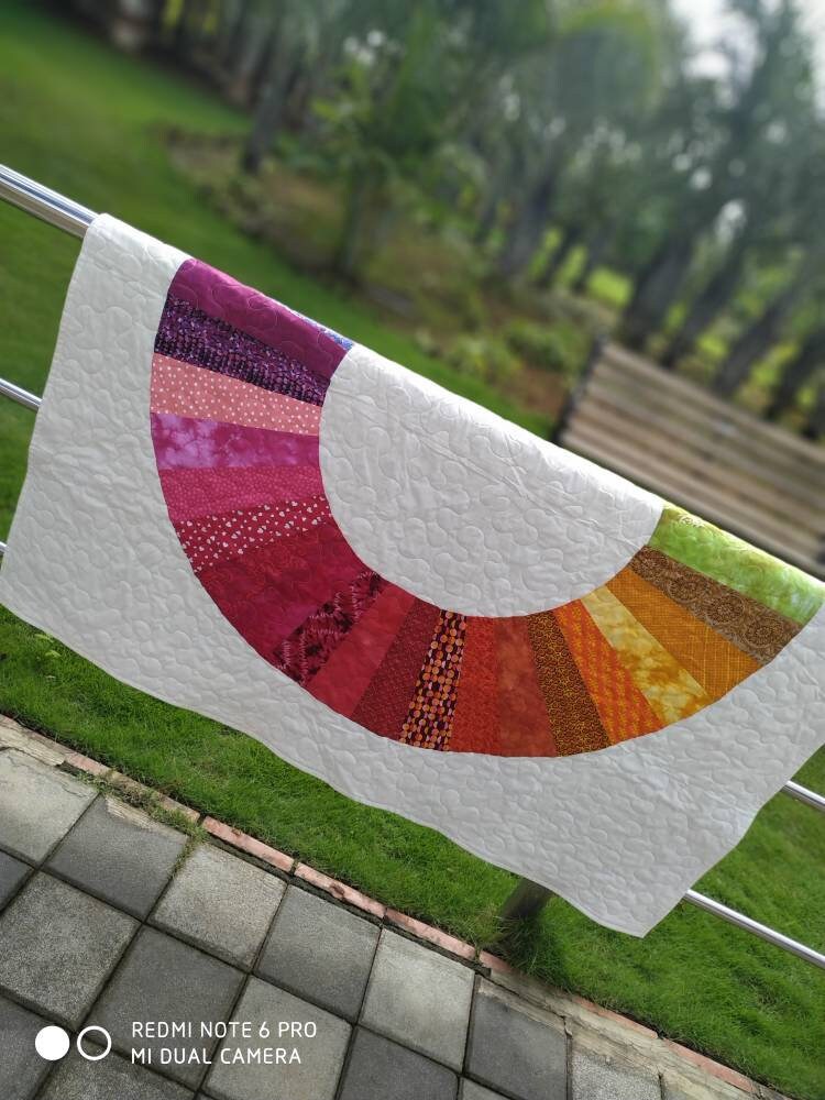 Contemporary Handmade Patchwork Quilt - Modern Home Decor - Unique Gift for Him - Rainbow theme