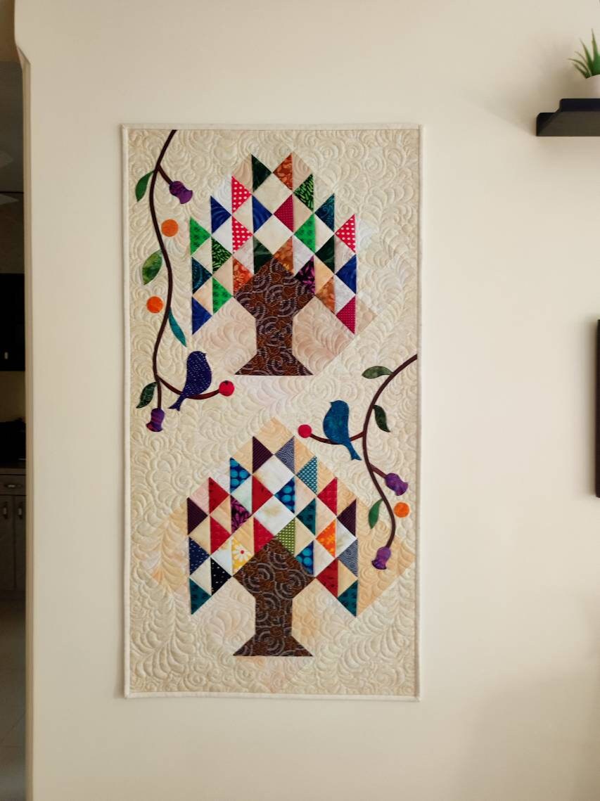 Small tree quilt as a wall hanging