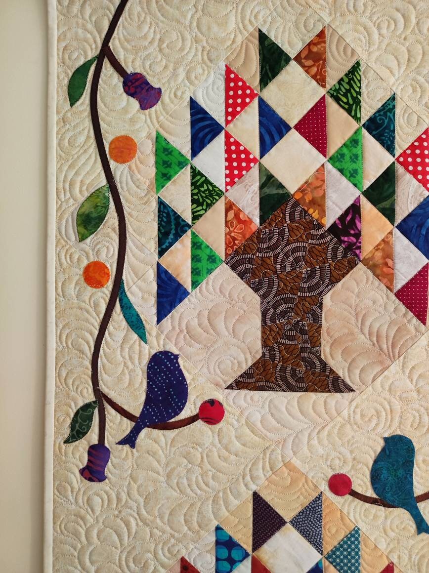 Tree block and appliqué close up