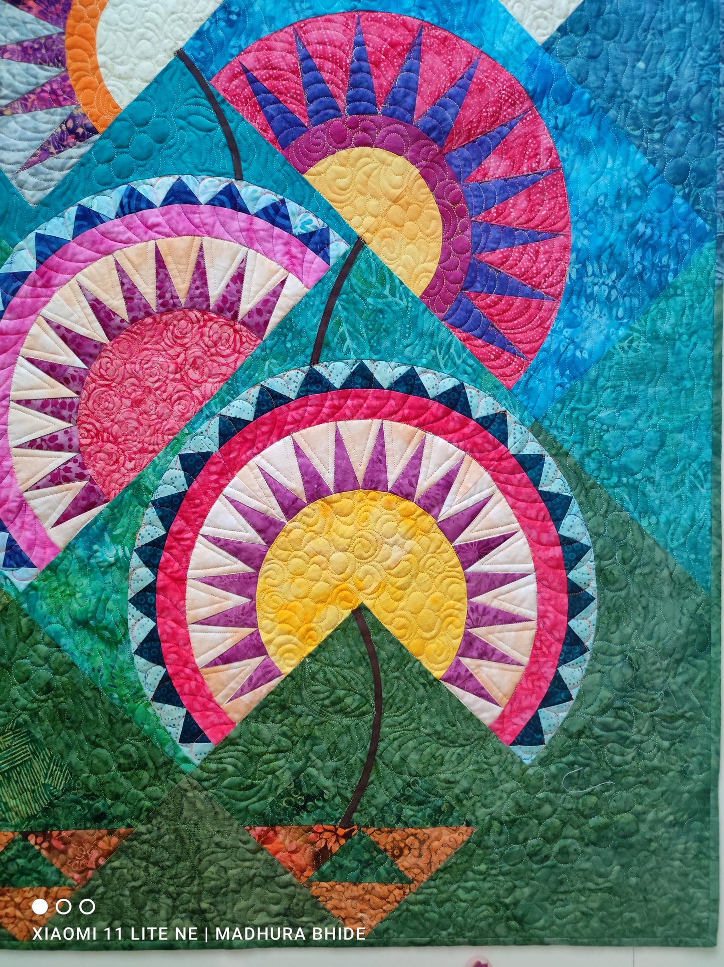 Details of NY beauty block on quilt