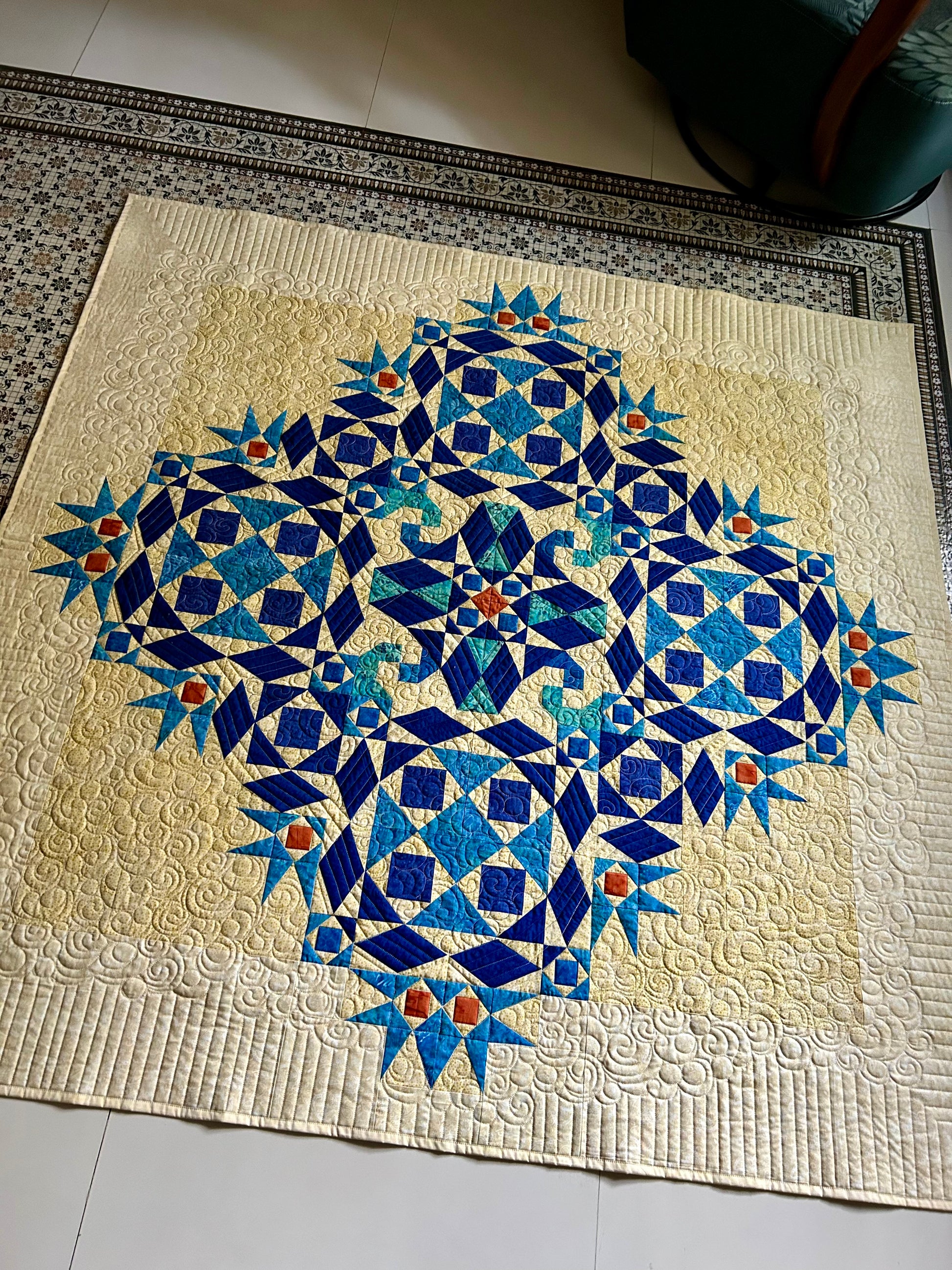 Storm at sea quilted throw