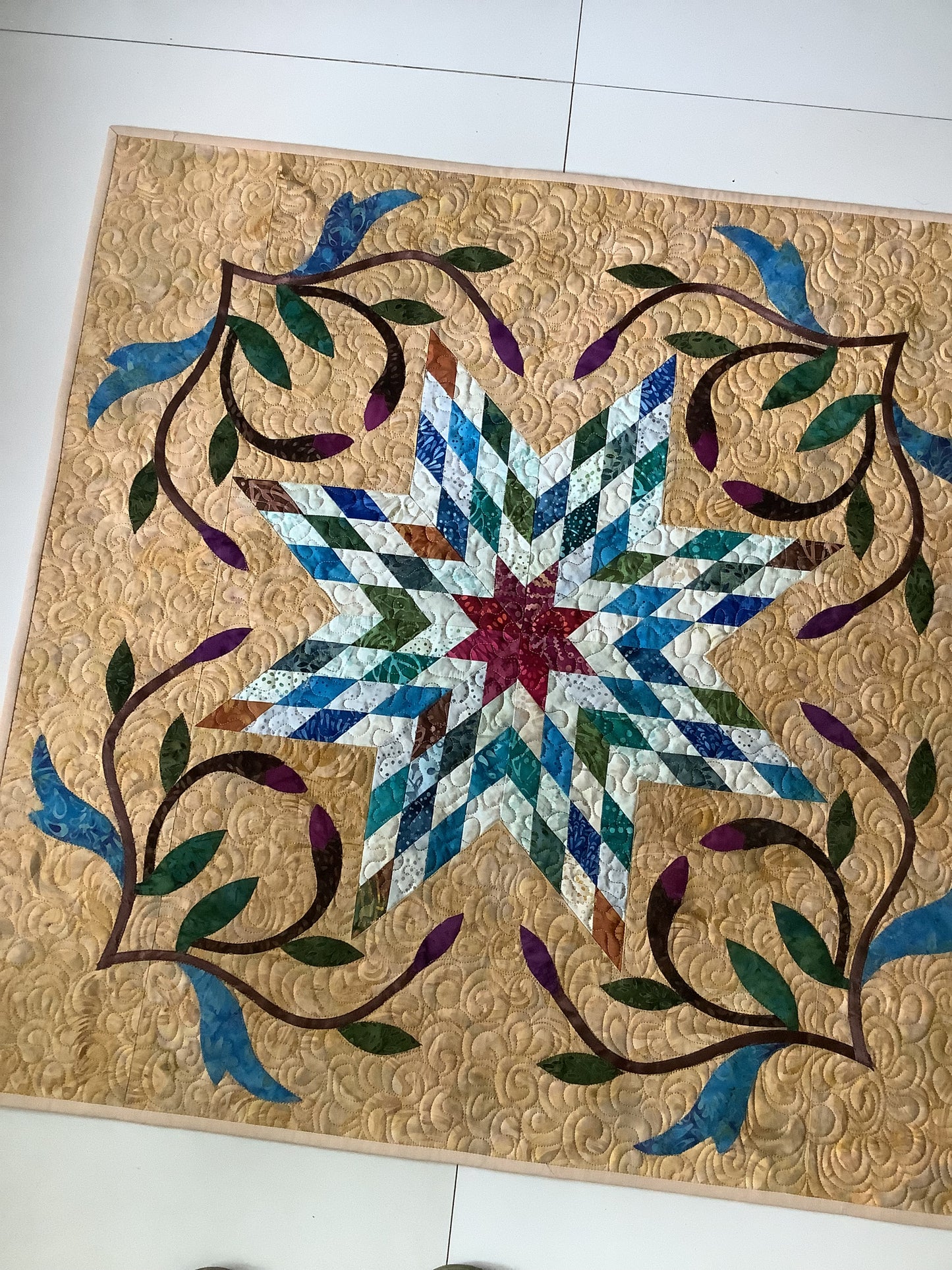 Handmade Lone Star Quilt – Quilted Wall Hanging or Table Topper