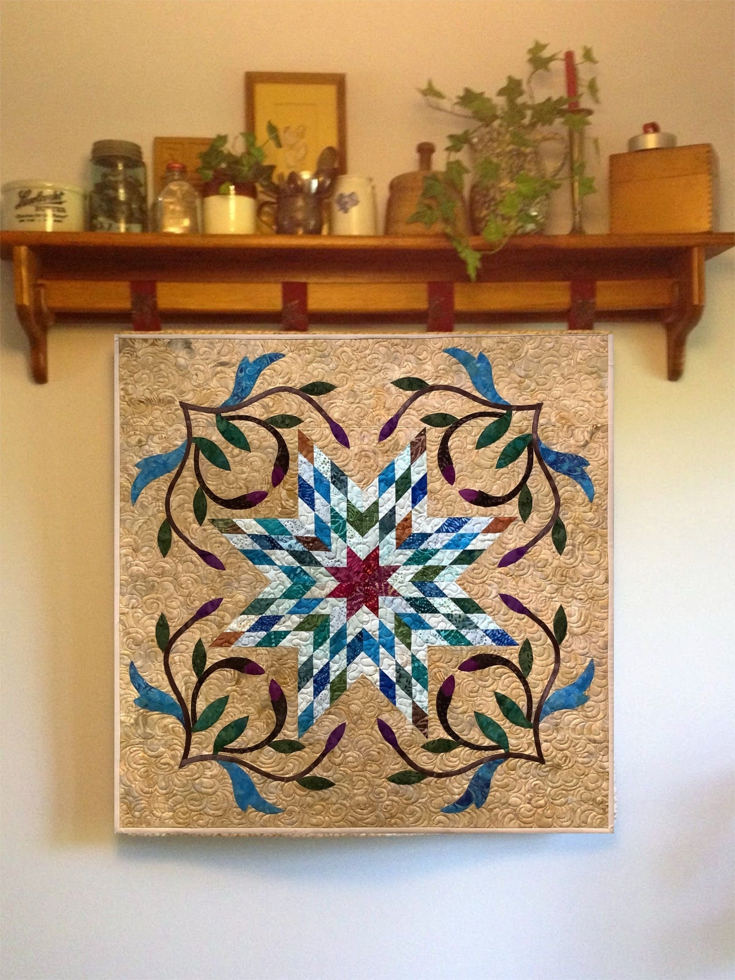 Handmade Lone Star Quilt – Quilted Wall Hanging or Table Topper