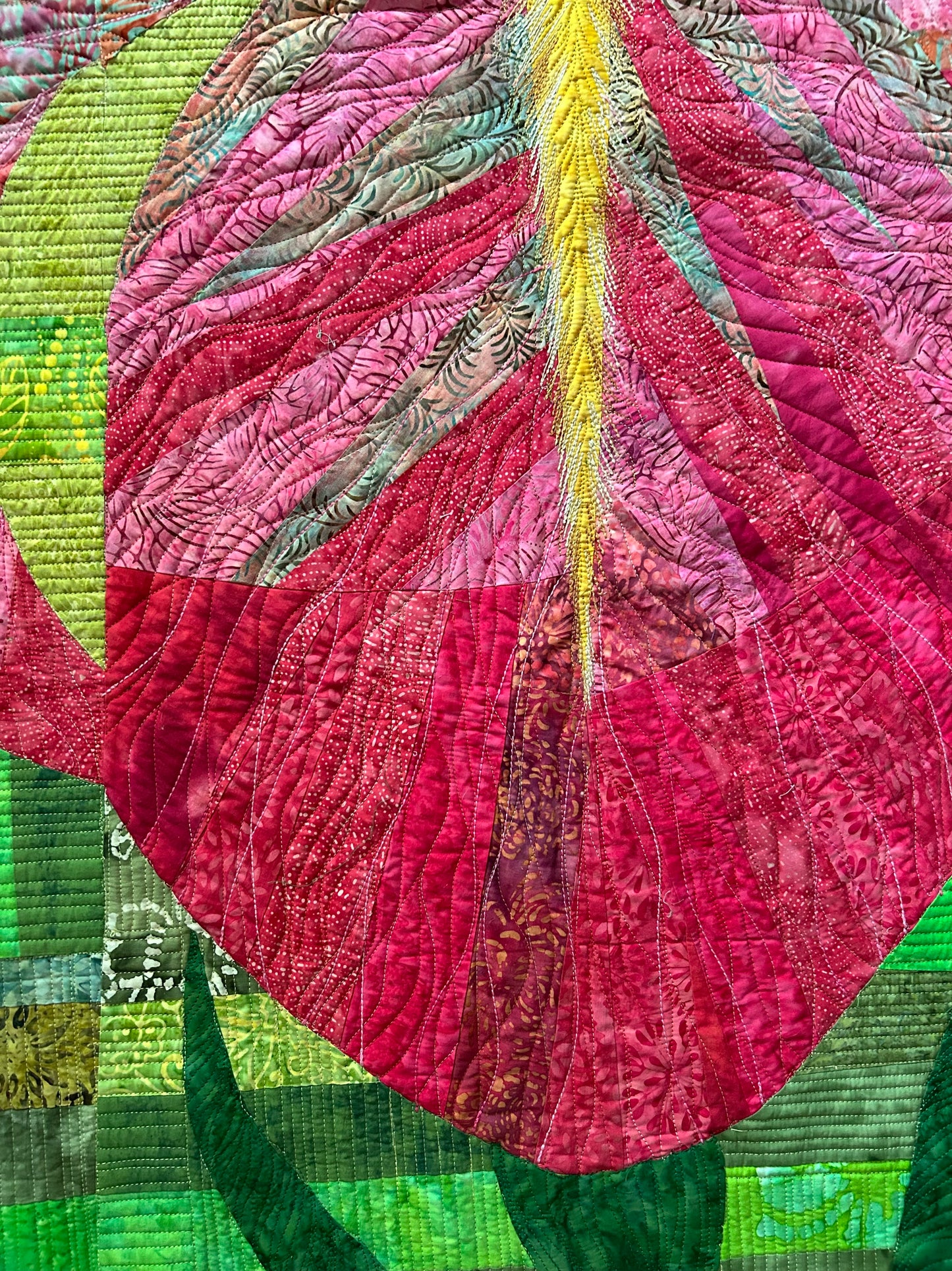 Iris Modern wall Art Quilt | Contemporary Floral Textile Wall Art