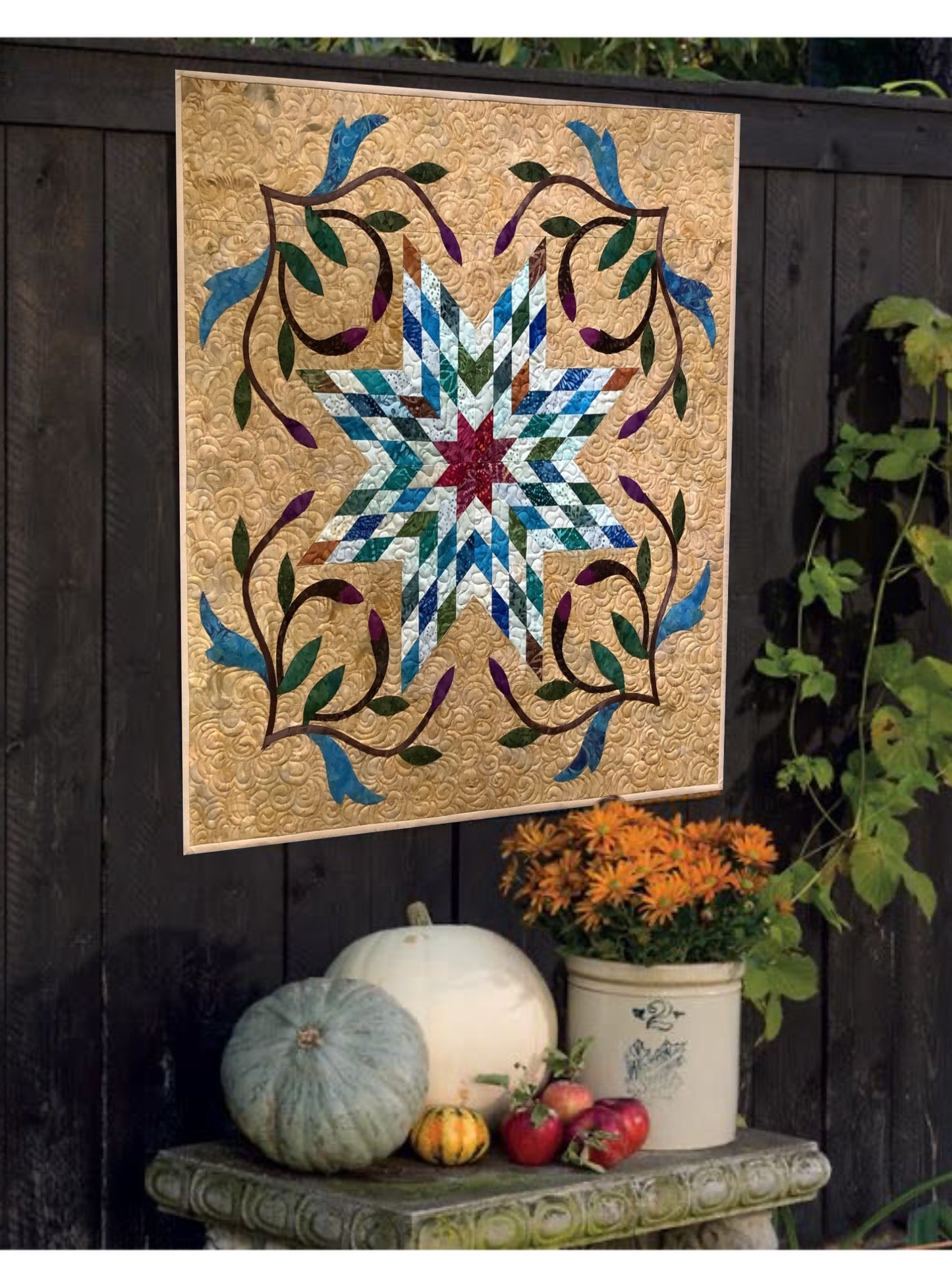 Handmade Lone Star Quilt – Quilted Wall Hanging or Table Topper