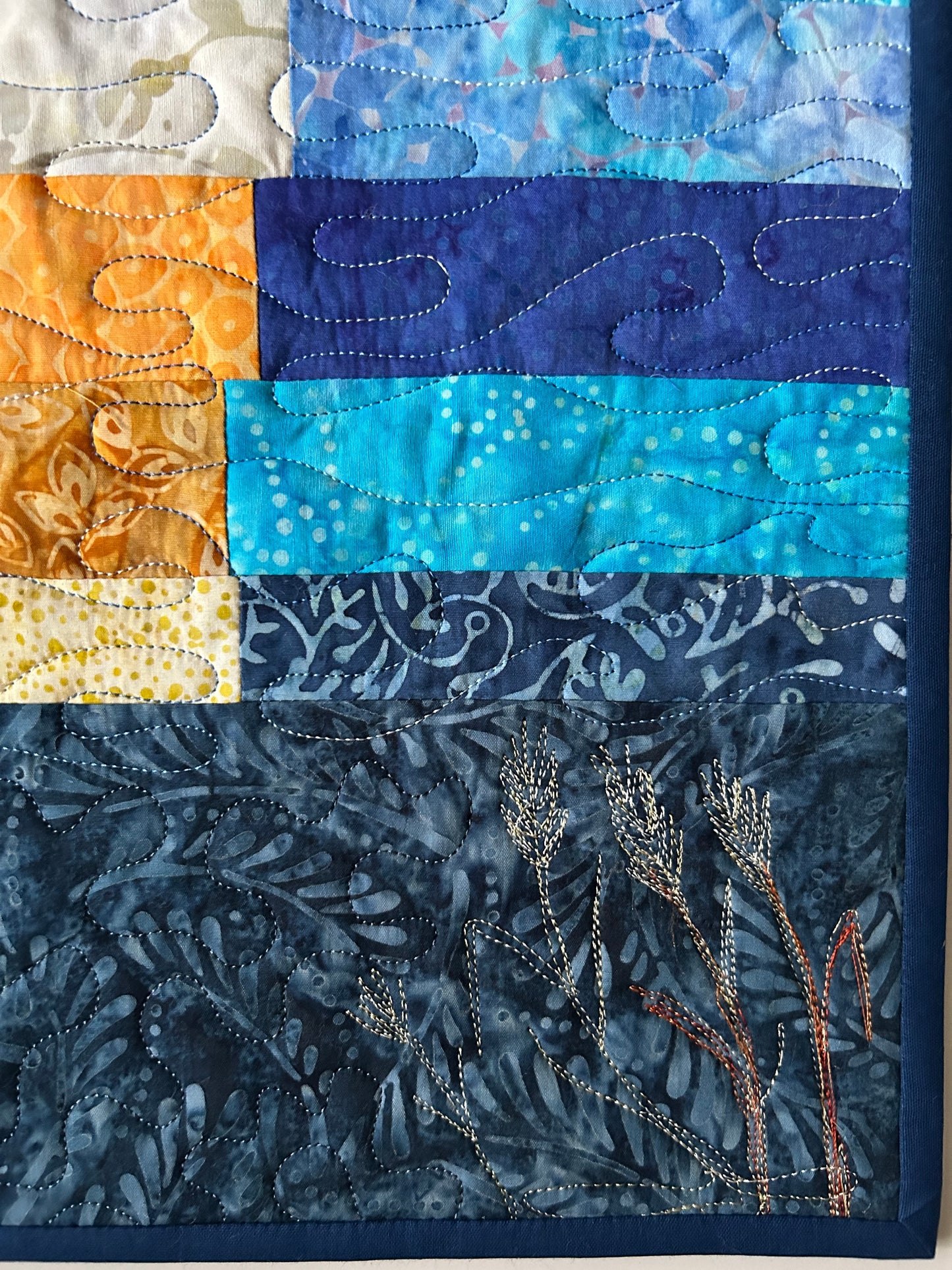 Moon Reflection Wall Hanging | Quilted Fiber Art