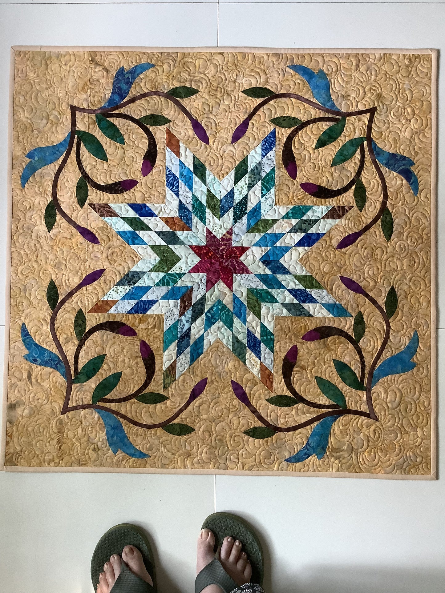 Handmade Lone Star Quilt – Quilted Wall Hanging or Table Topper
