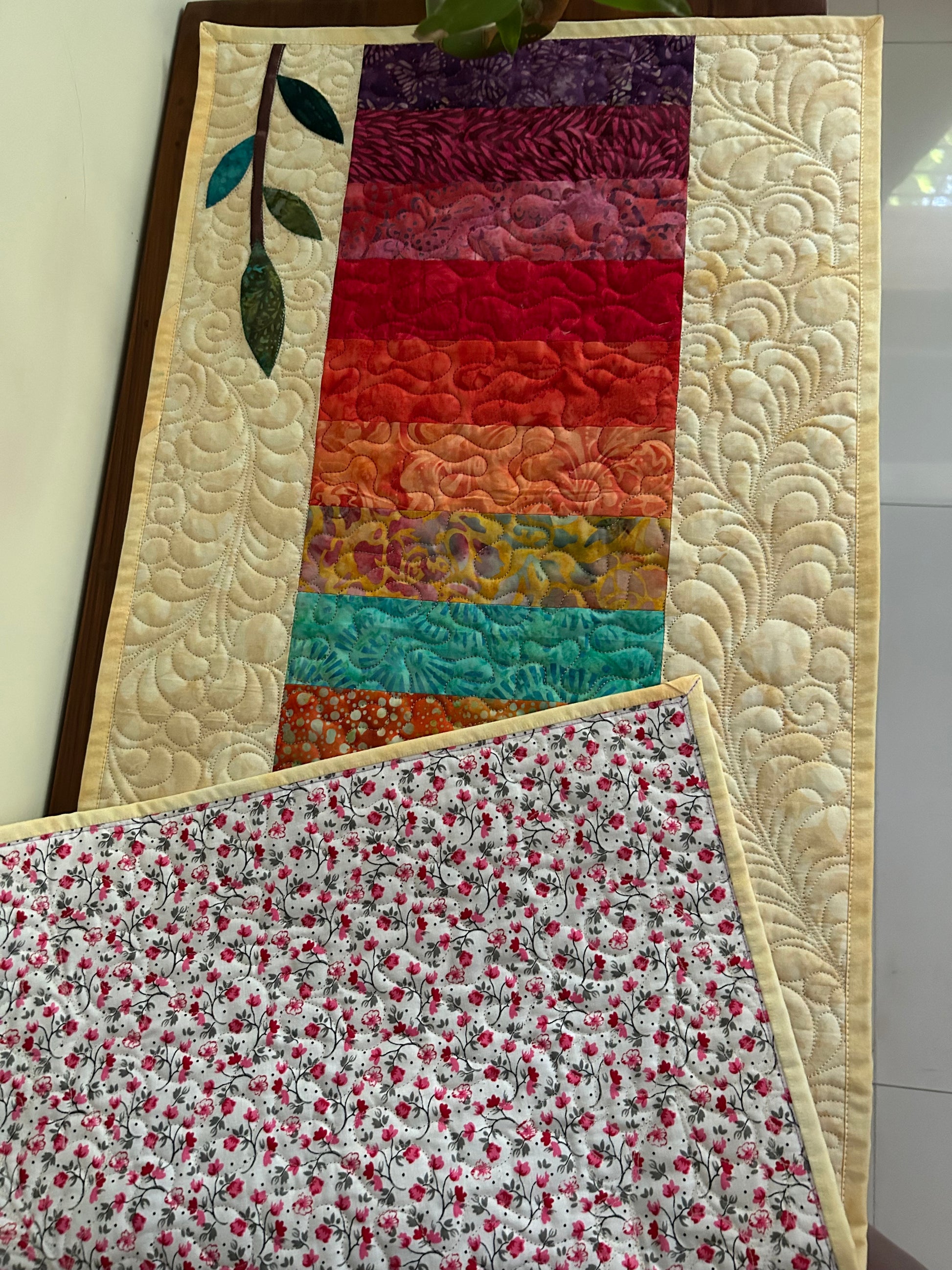 Backside of rainbow table runner