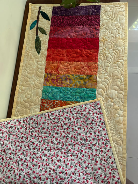 Backside of rainbow table runner