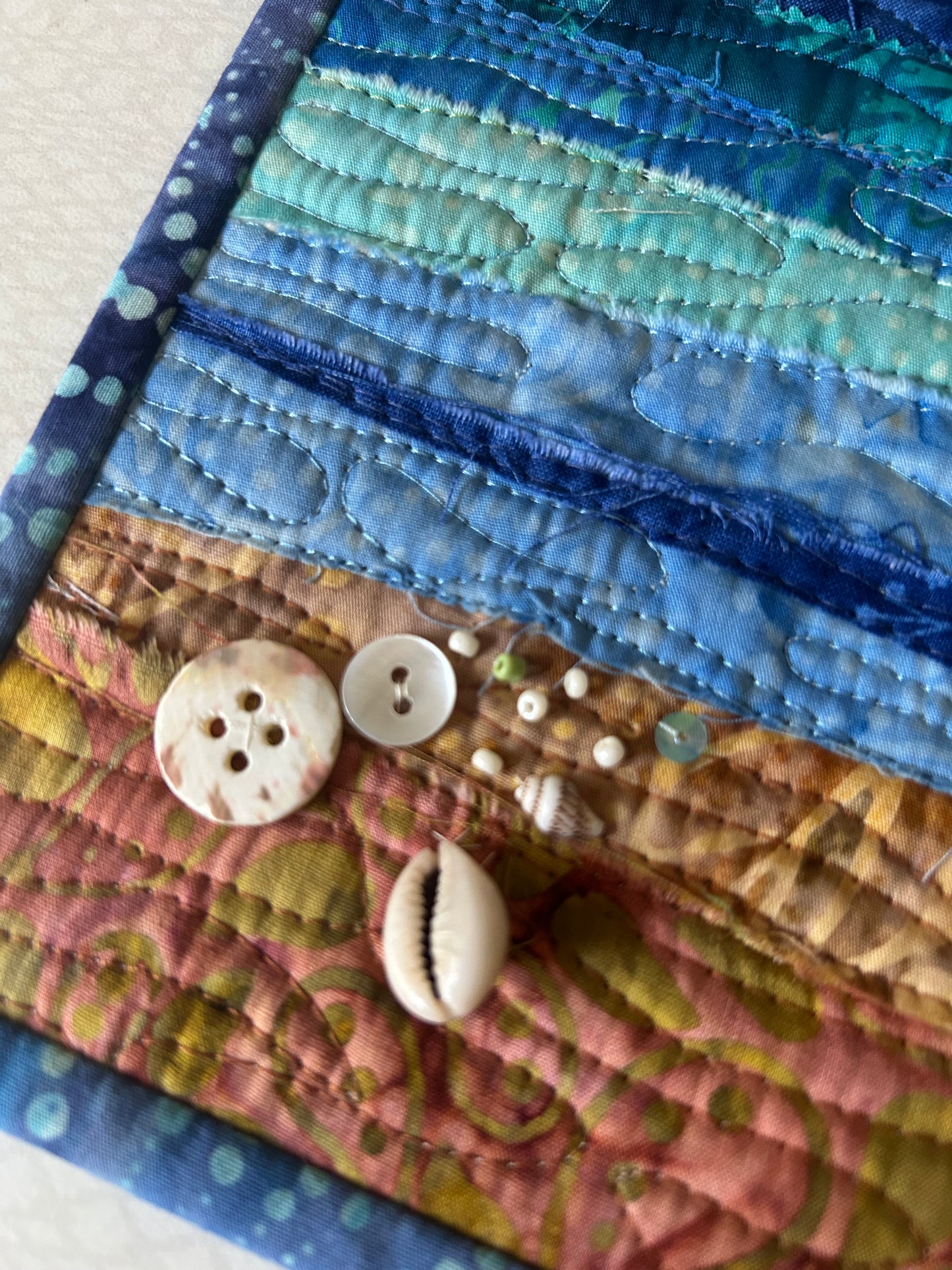 seascape, oceanic art, farmable wall decor, ocean dreams, beach house decor, beach fiber art, desk decor, artsy gift