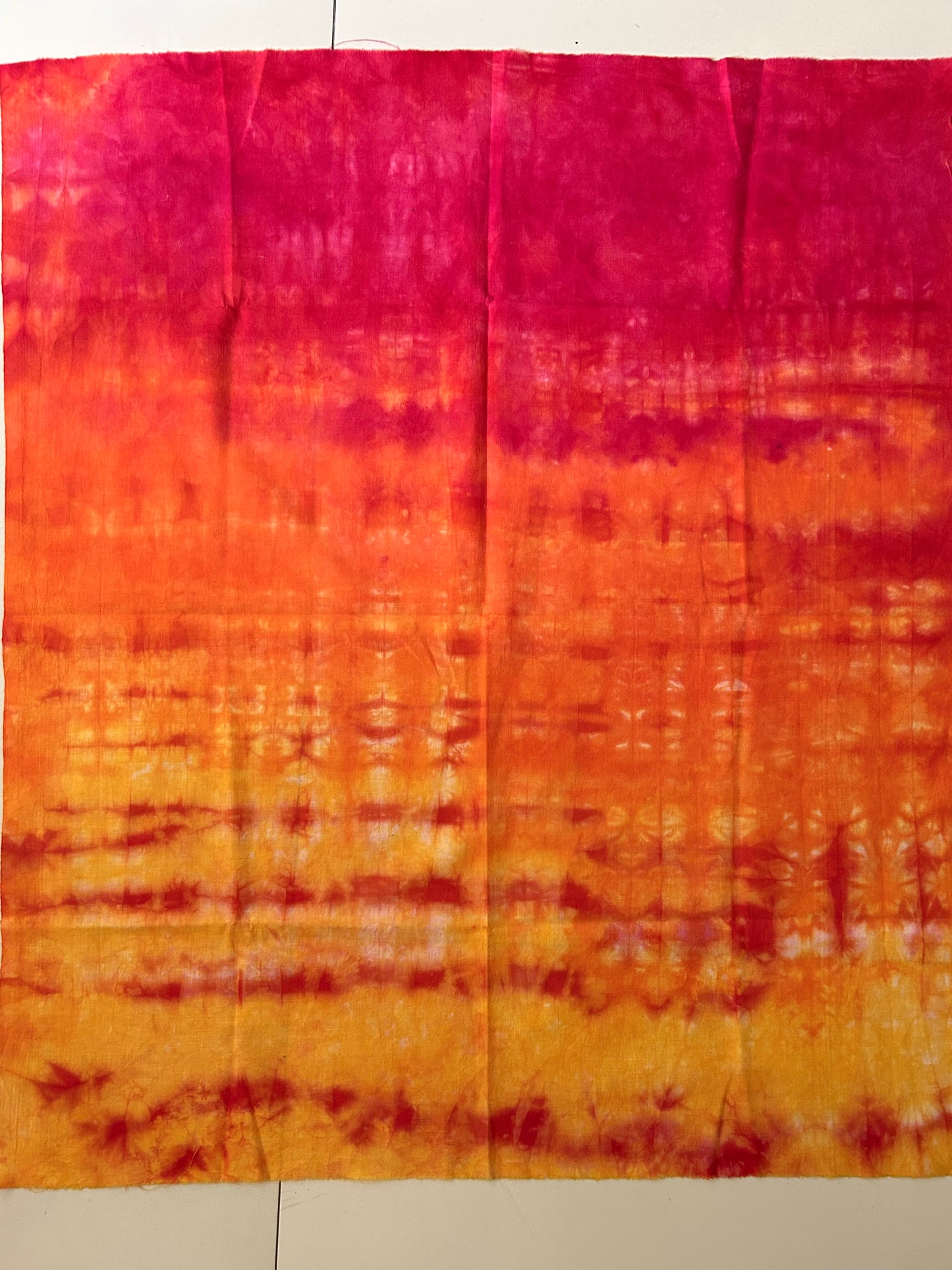 Hand Dyed Fabric Panel – Sunset Orange Pink Cotton Fabric – Art Quilt Background – OOAK Quilting Fabric – Fiber Reactive Dyed Textile
