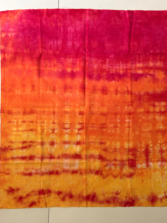 Hand Dyed Fabric Panel – Sunset Orange Pink Cotton Fabric – Art Quilt Background – OOAK Quilting Fabric – Fiber Reactive Dyed Textile