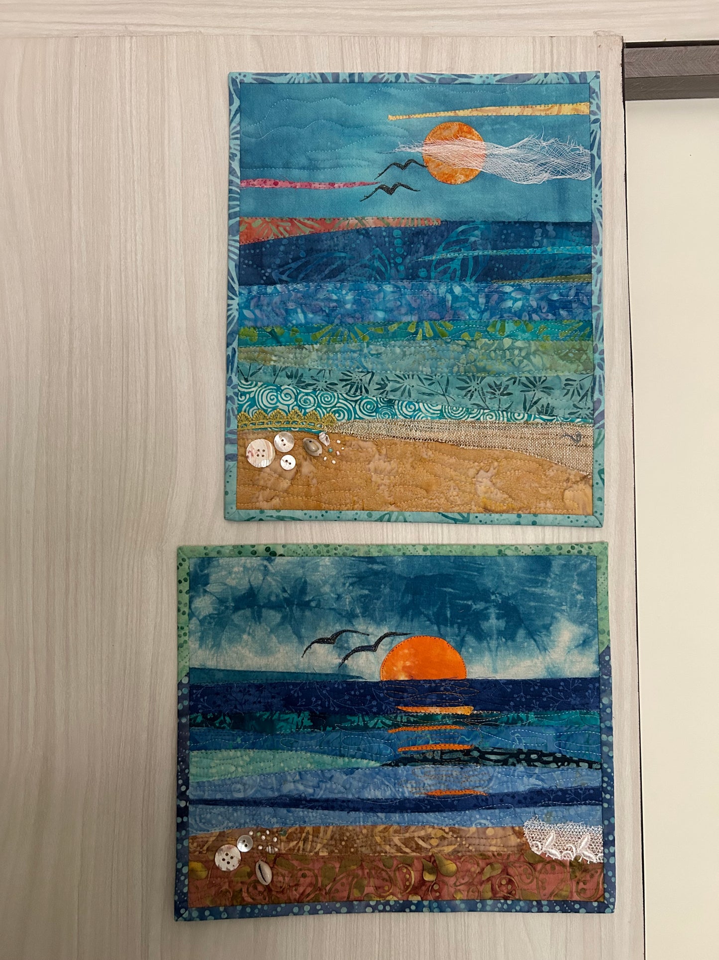 seascape, oceanic art, farmable wall decor, ocean dreams, beach house decor, beach fiber art, desk decor, artsy gift