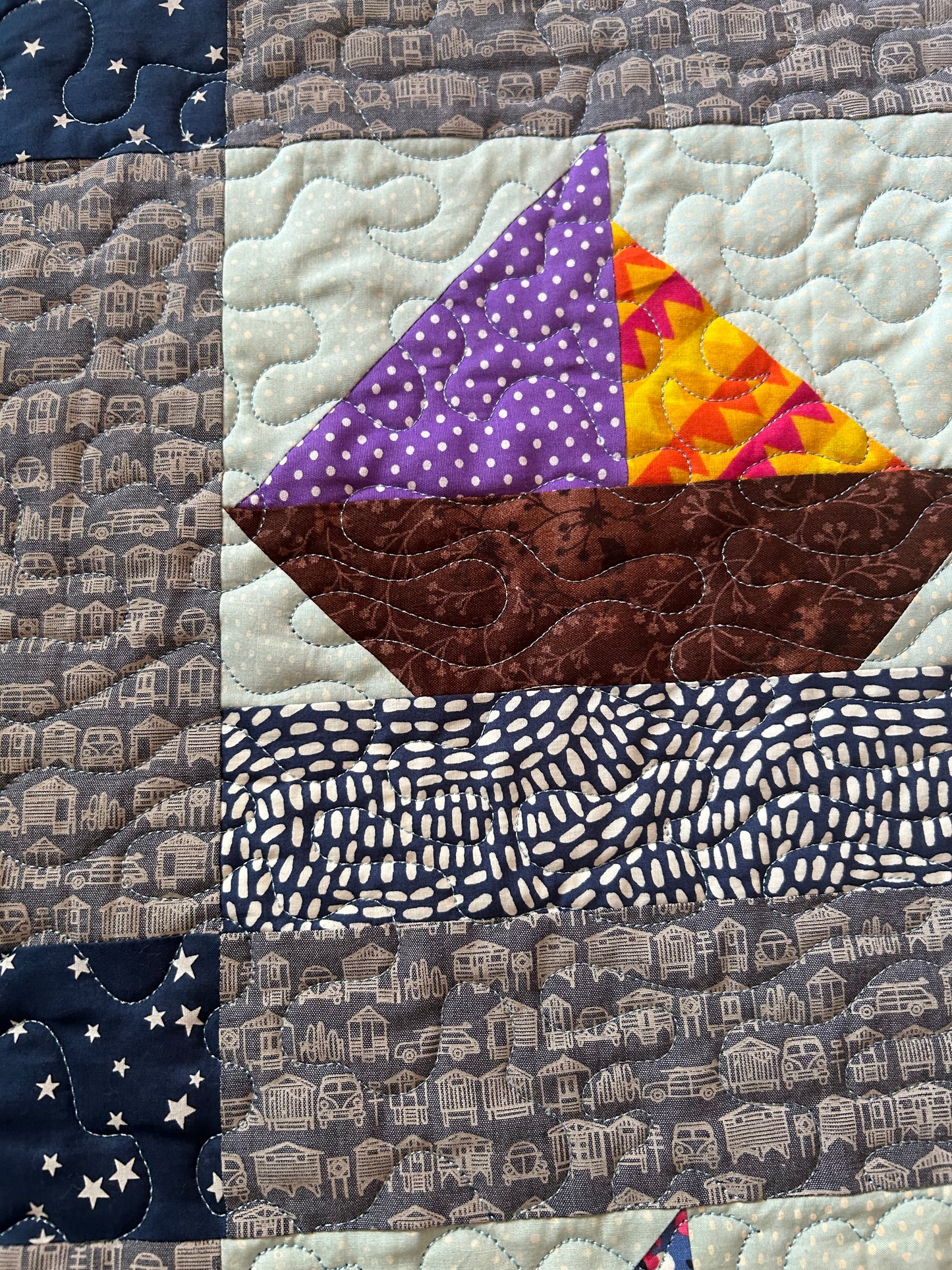 Nautical Baby Quilt – Handmade Ocean & Star Crib Quilt with Sailboat Design