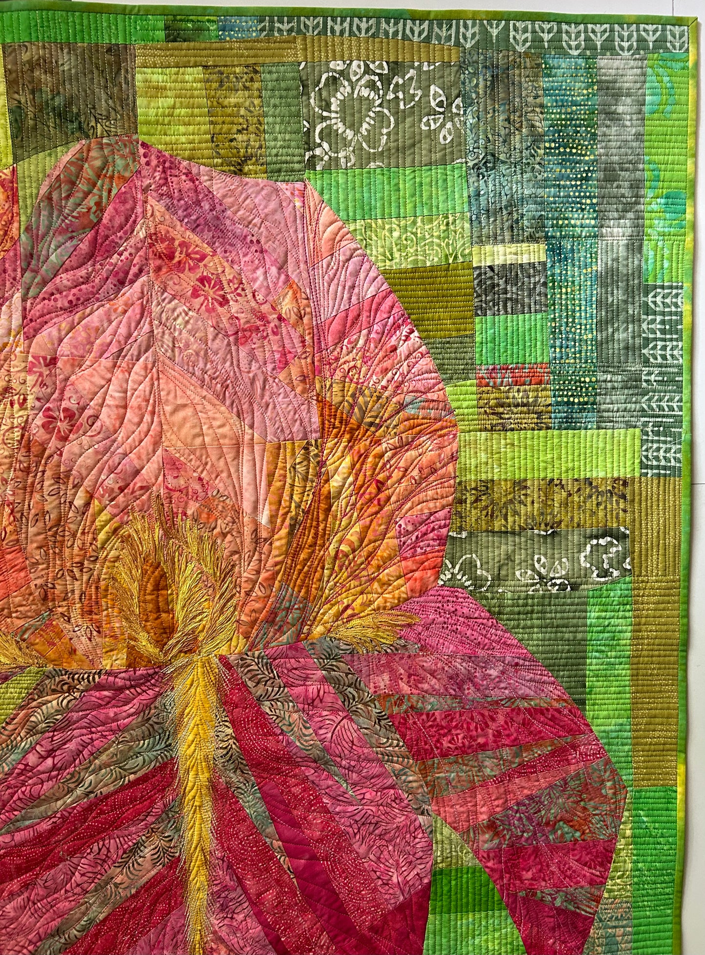 Iris Modern wall Art Quilt | Contemporary Floral Textile Wall Art