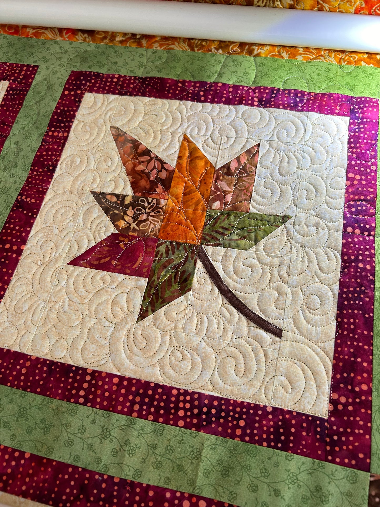 Fall quilt, maple leaf quilt, lap quilt, handmade quilt sale, quilted throw