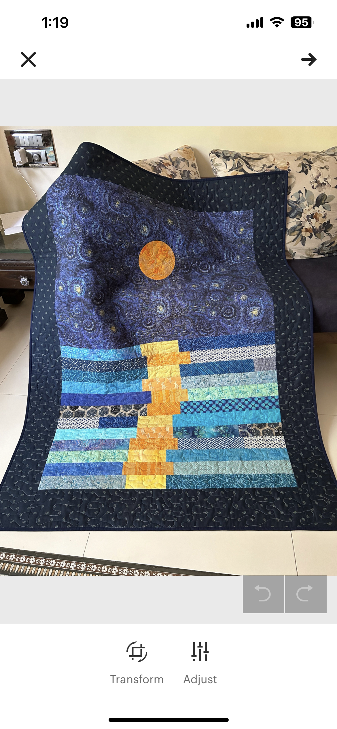 Starry night quilted sofa throw 