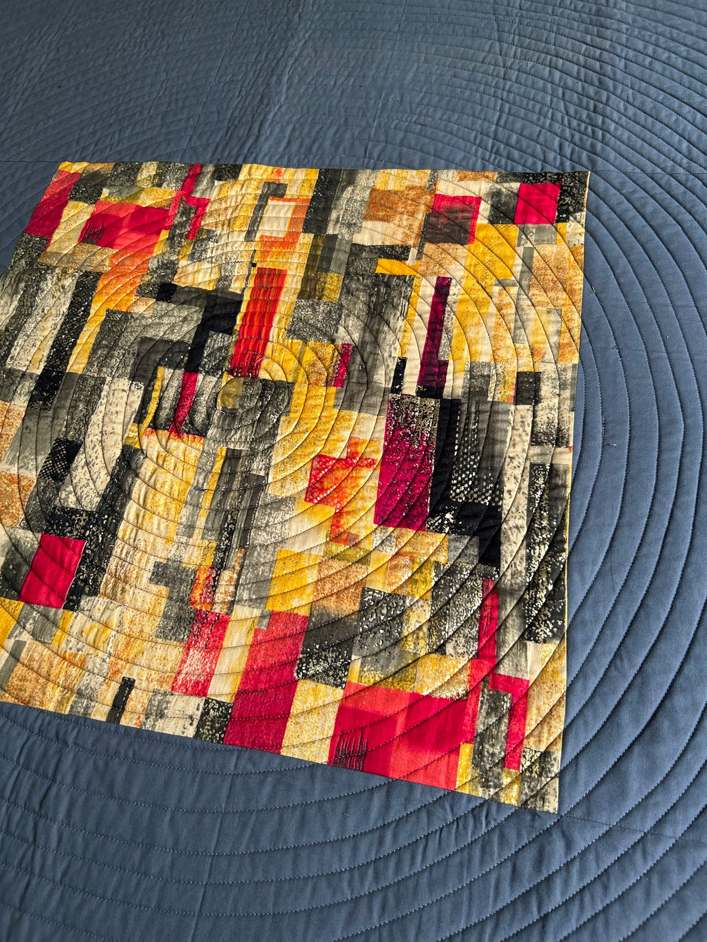 Modern throw quilt – Gray and Gold Couch Throw - Handmade Baby Quilt sale