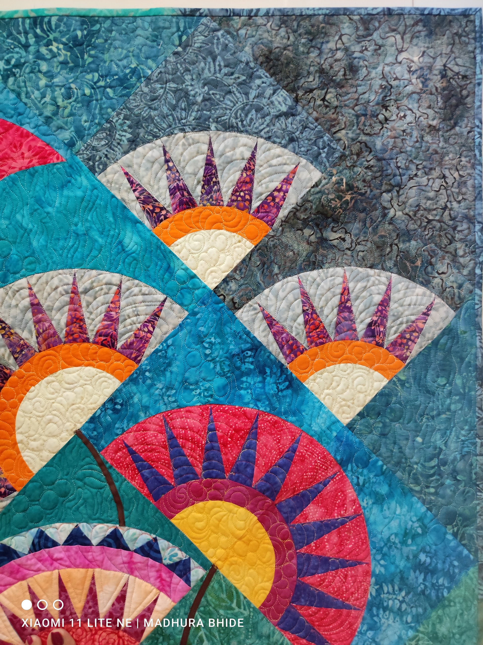 Block details showing vibrant fabrics 