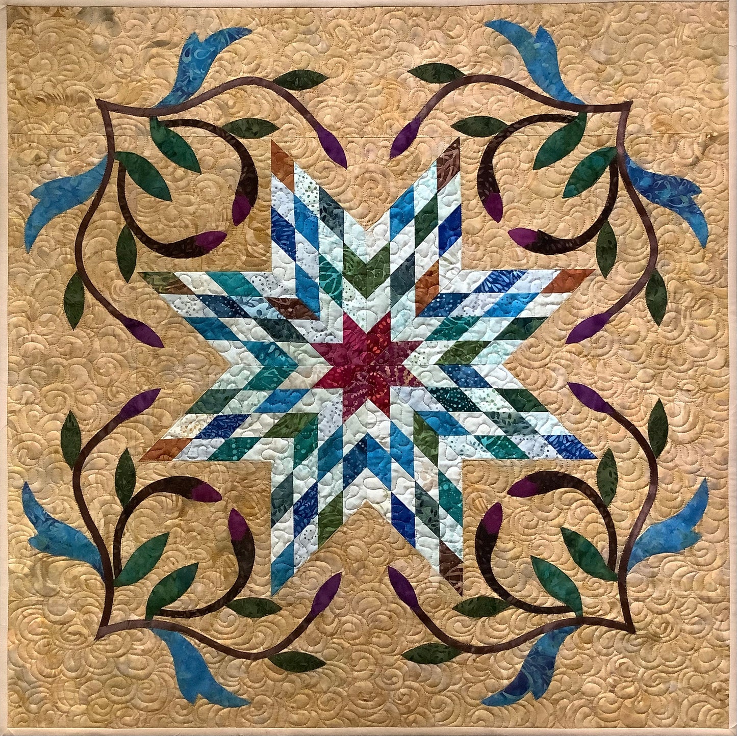 Handmade Lone Star Quilt – Quilted Wall Hanging or Table Topper