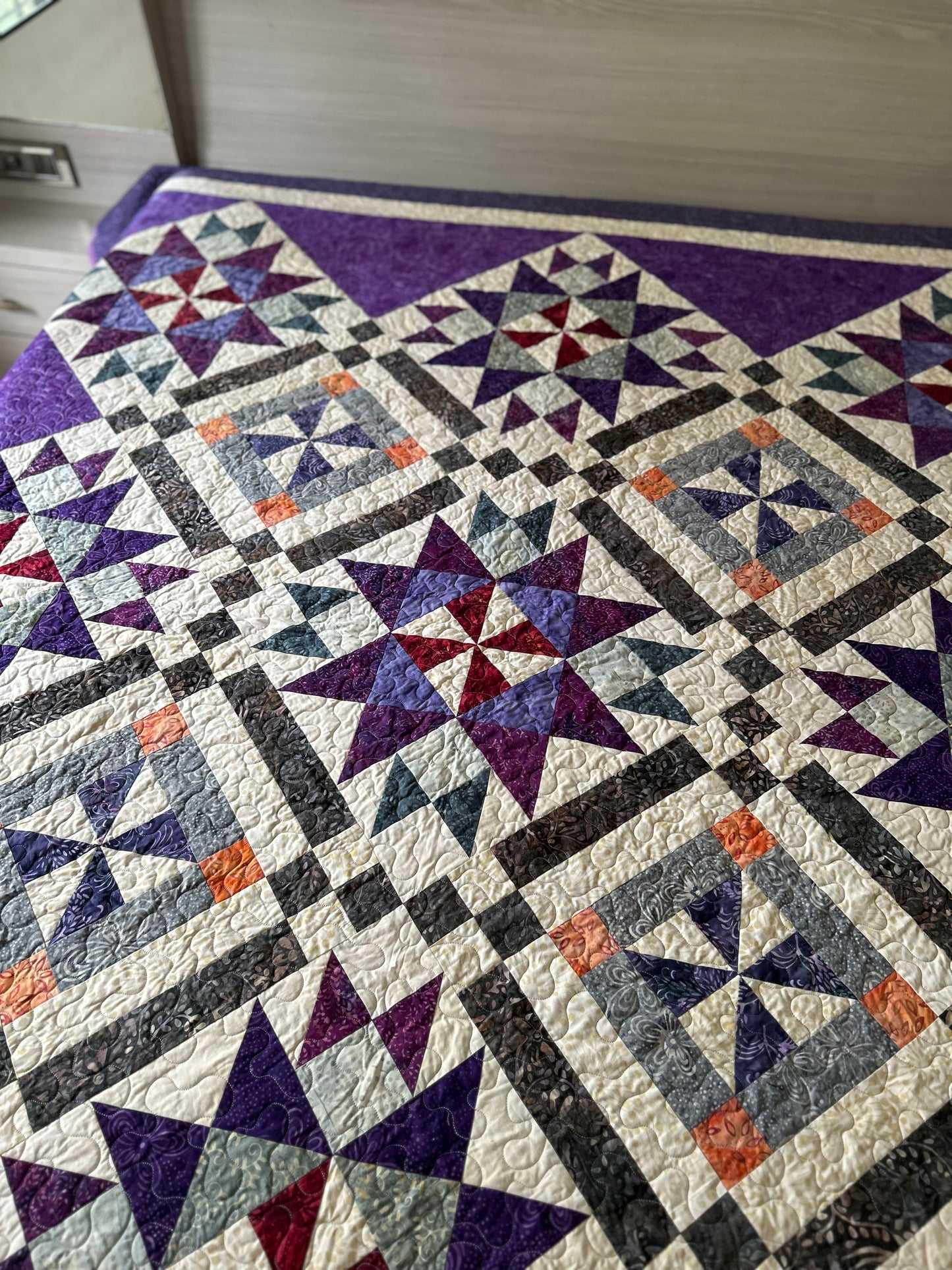 Purple king Queen size bed quilt | wedding gift | handmade quilt sale