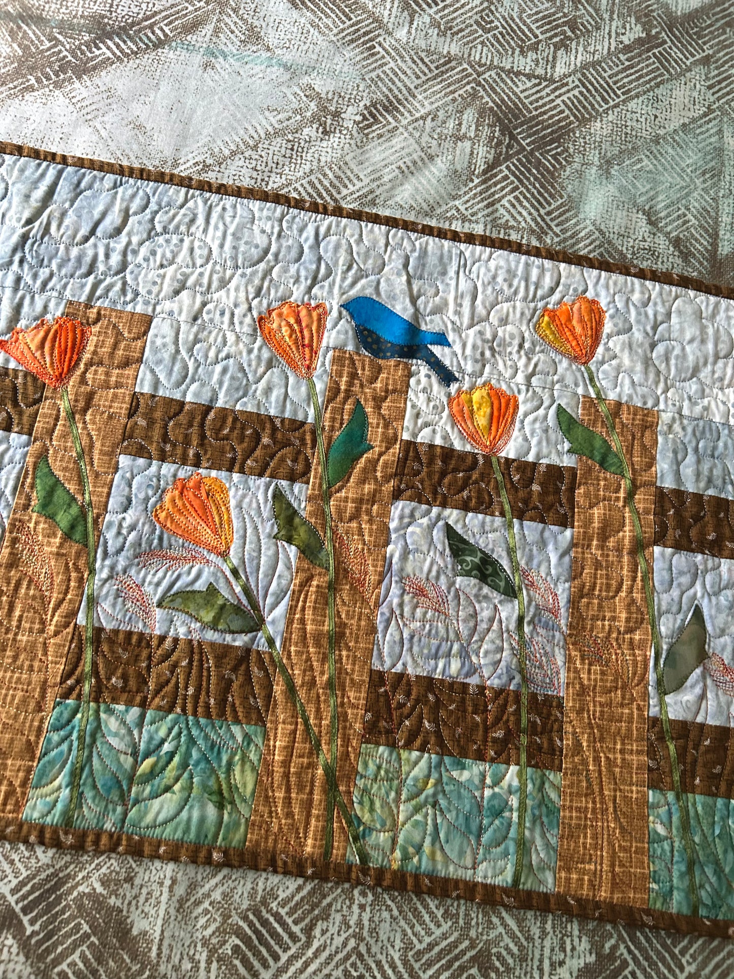 Handmade Floral Quilted Table Runner