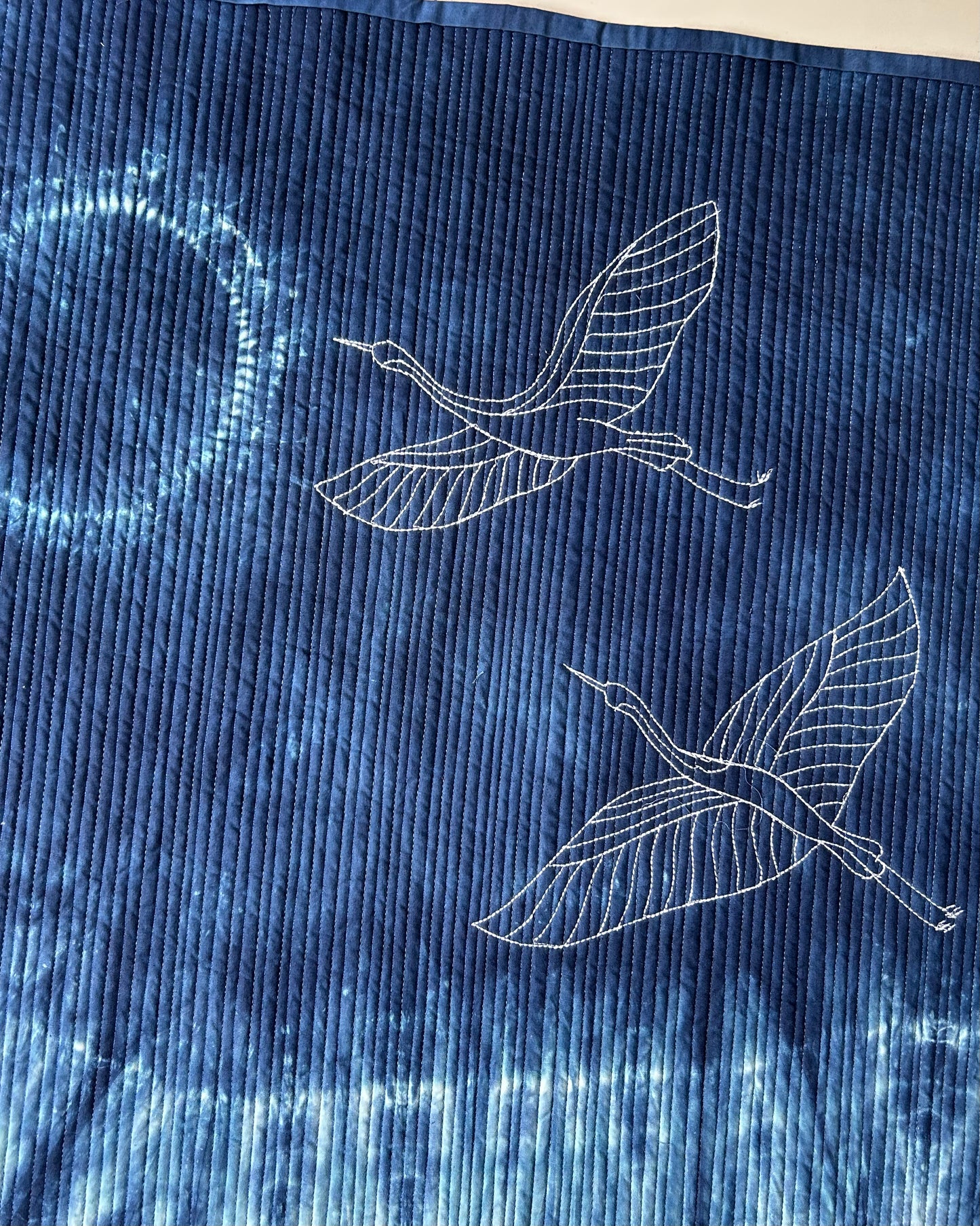 Flight towards light | Original Nui Shibori Indigo blue wall art