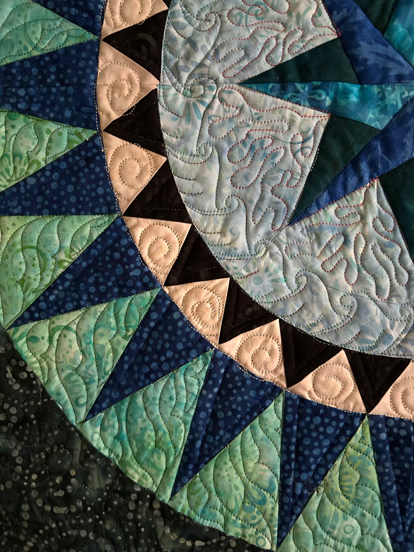 Blue Compass Star Quilt | Handmade Table Topper | Quilted Wall Hanging | 35 x 35 | One of a Kind | Clearance Sale