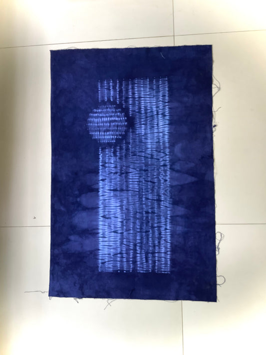 Indigo Tie and Dye Japanese Nui Shibori Wall Hanging – blue moon japandi wall art sale