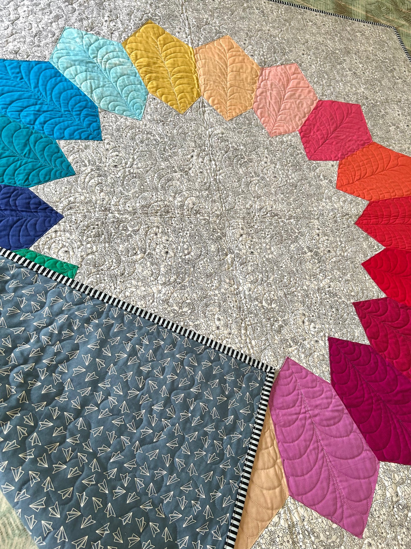 Handmade Rainbow Throw Quilt Sale – Modern Patchwork Baby quilt for Nursery