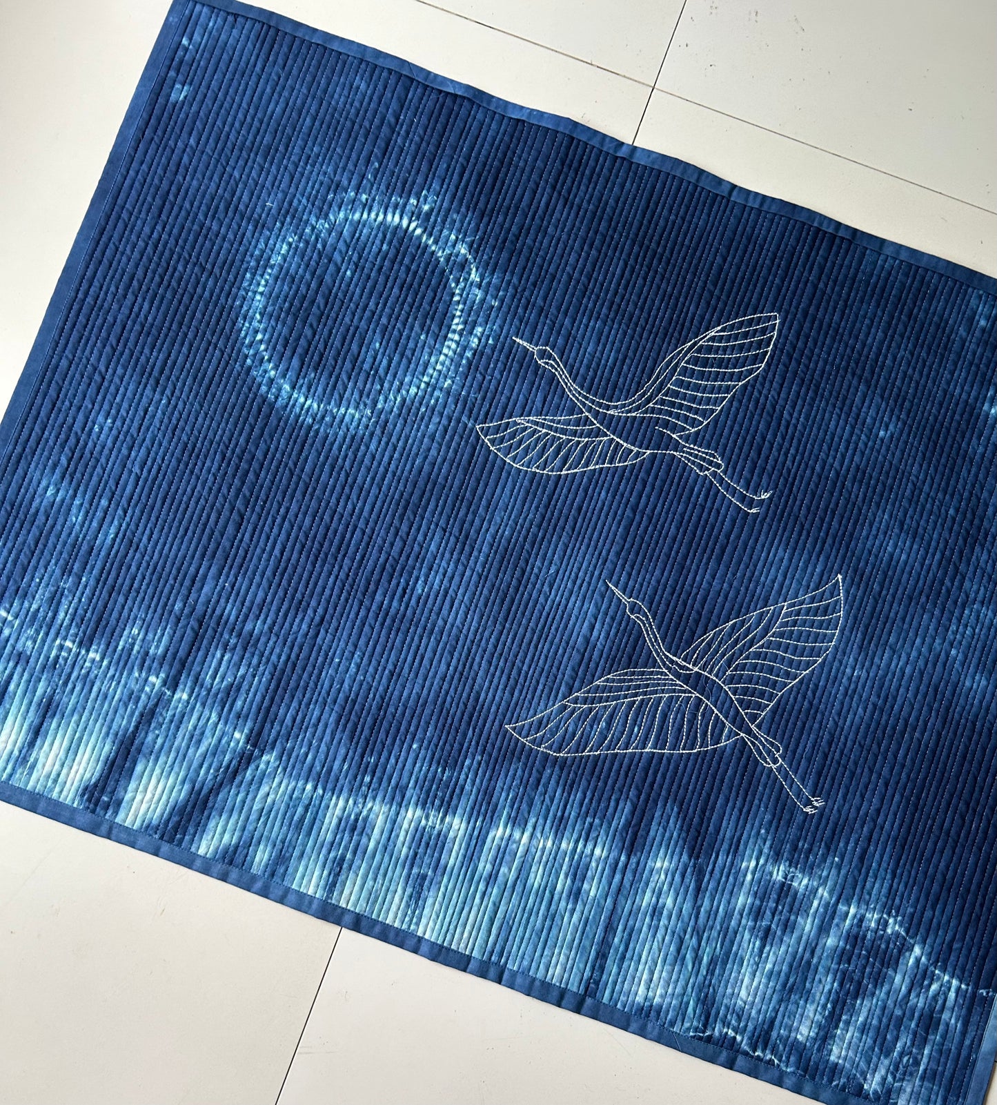 Flight towards light | Original Nui Shibori Indigo blue wall art