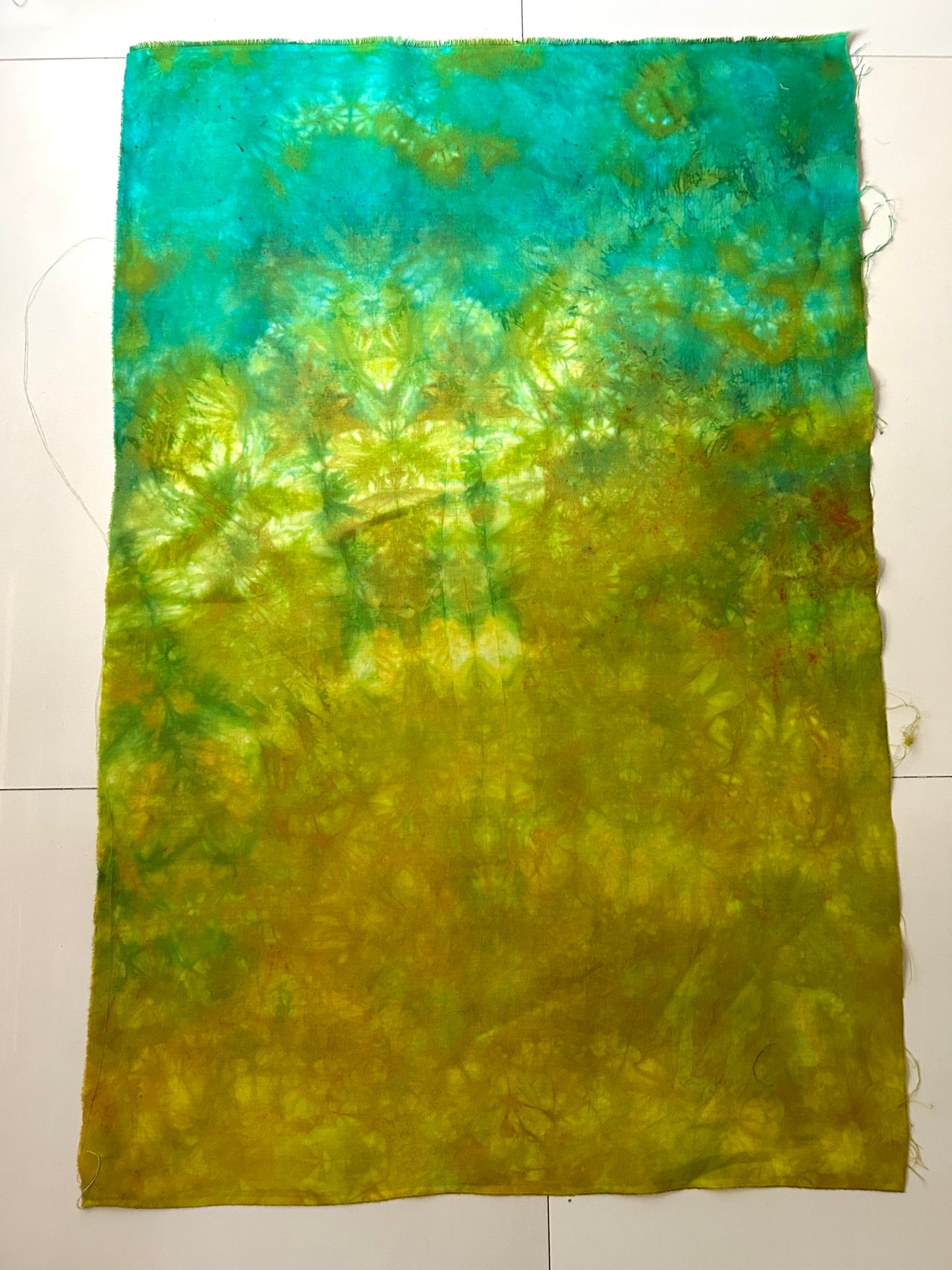 Hand Dyed Fabric Panel for Quilting and Textile Art | OOAK Cotton Fabric | Landscape Style Art Quilt Background | 23 x 35 Inches