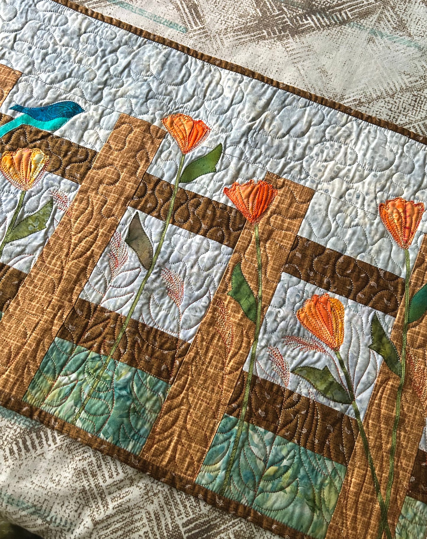Handmade Floral Quilted Table Runner